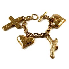 Vintage CHRISTIAN LACROIX Massive Logo Emblem Charm Bracelet