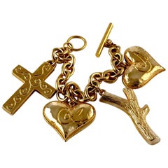 Vintage CHRISTIAN LACROIX Massive Logo Emblem Charm Bracelet