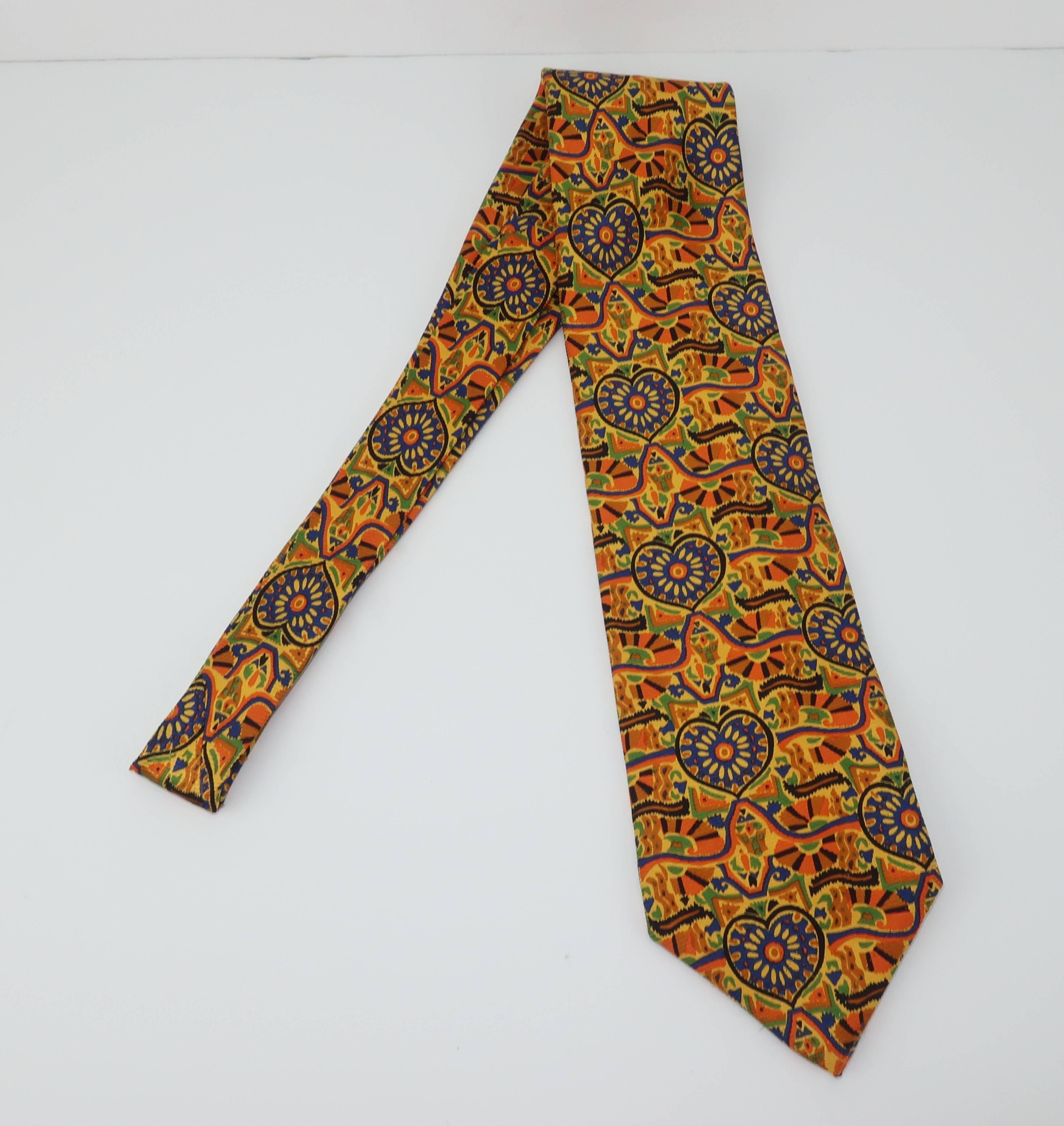 Brown Vintage Christian Lacroix Men's Silk Necktie