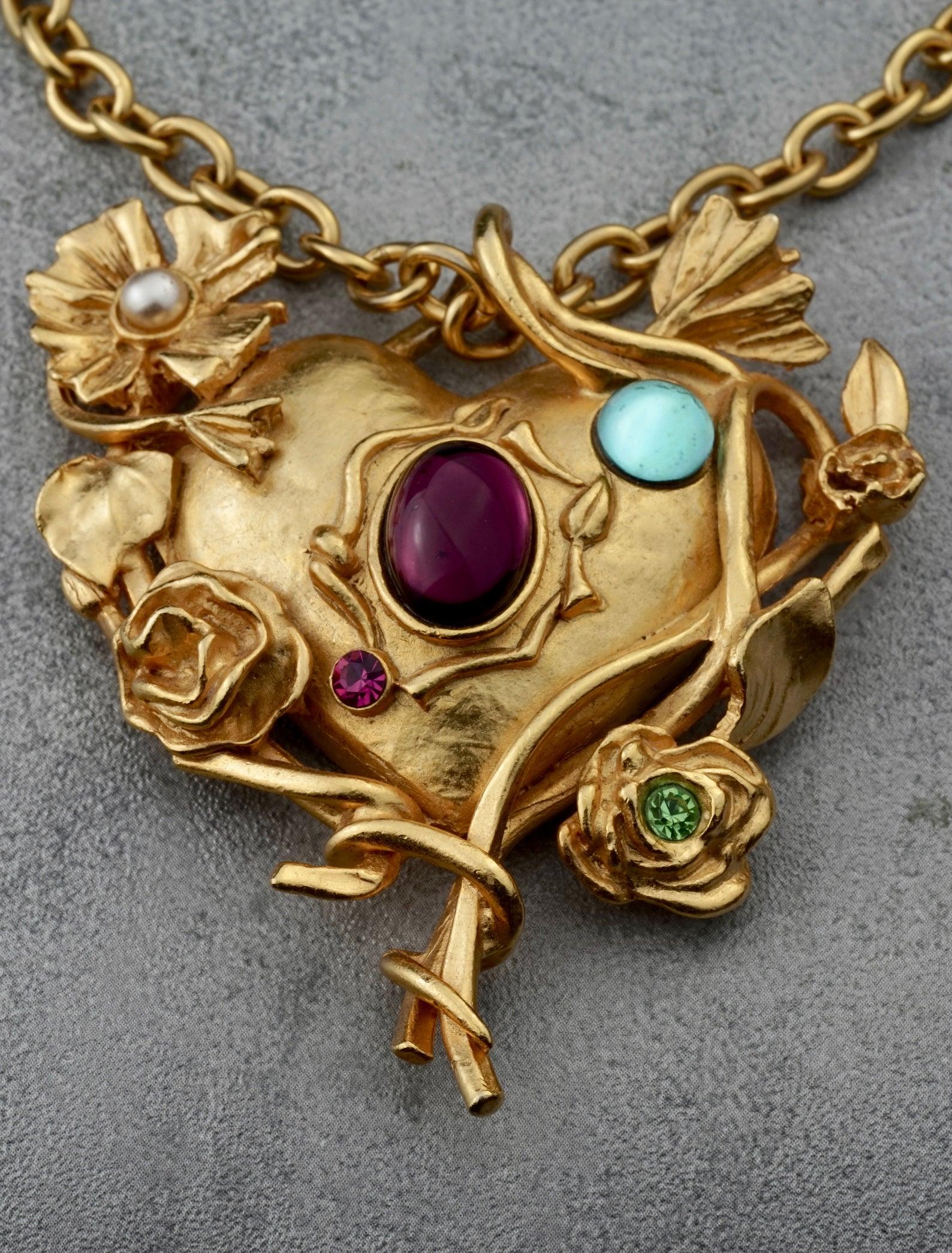 Vintage CHRISTIAN LACROIX Mirror Heart Necklace In Excellent Condition In Kingersheim, Alsace