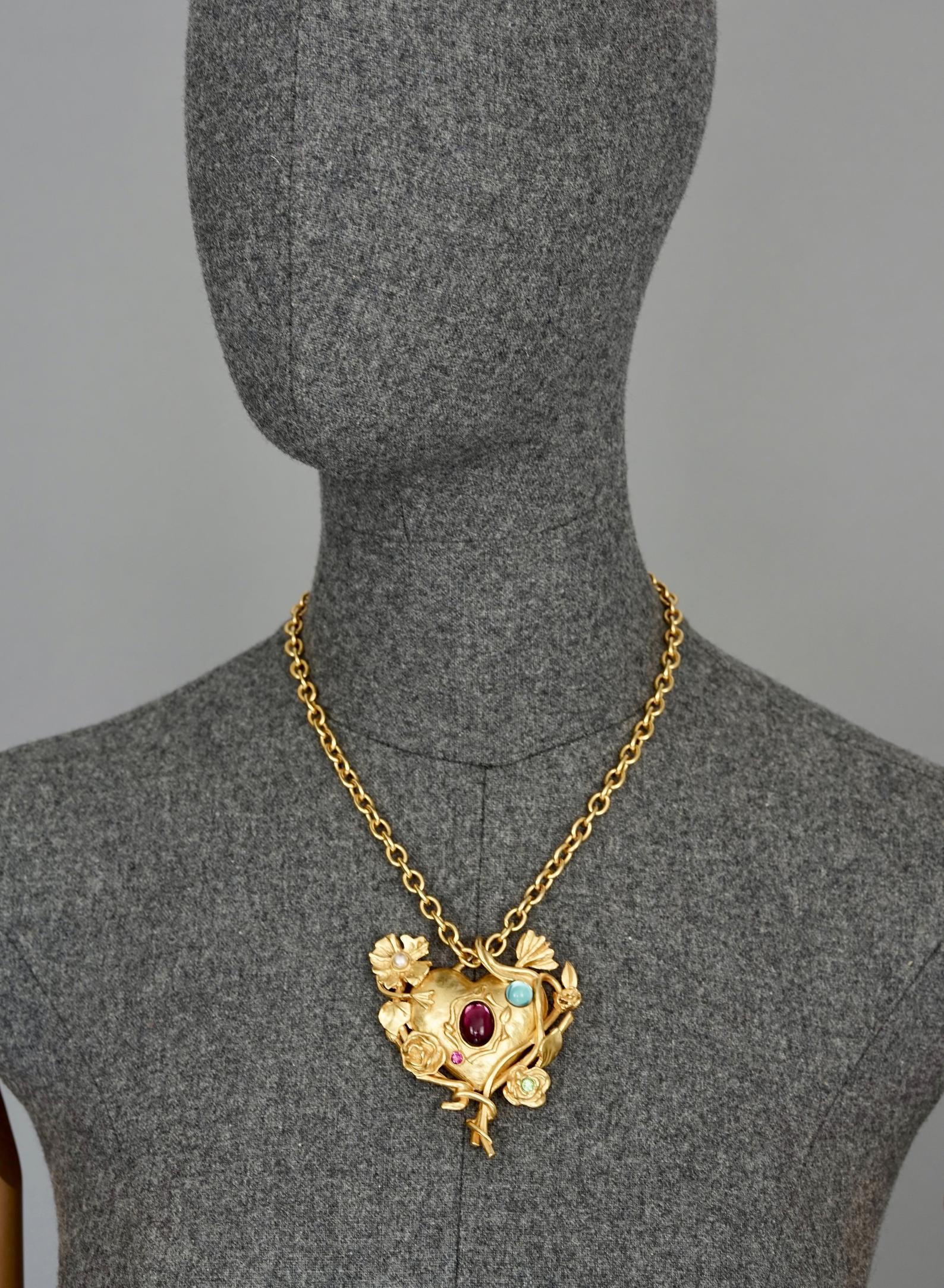 Vintage CHRISTIAN LACROIX Mirror Heart Necklace 2