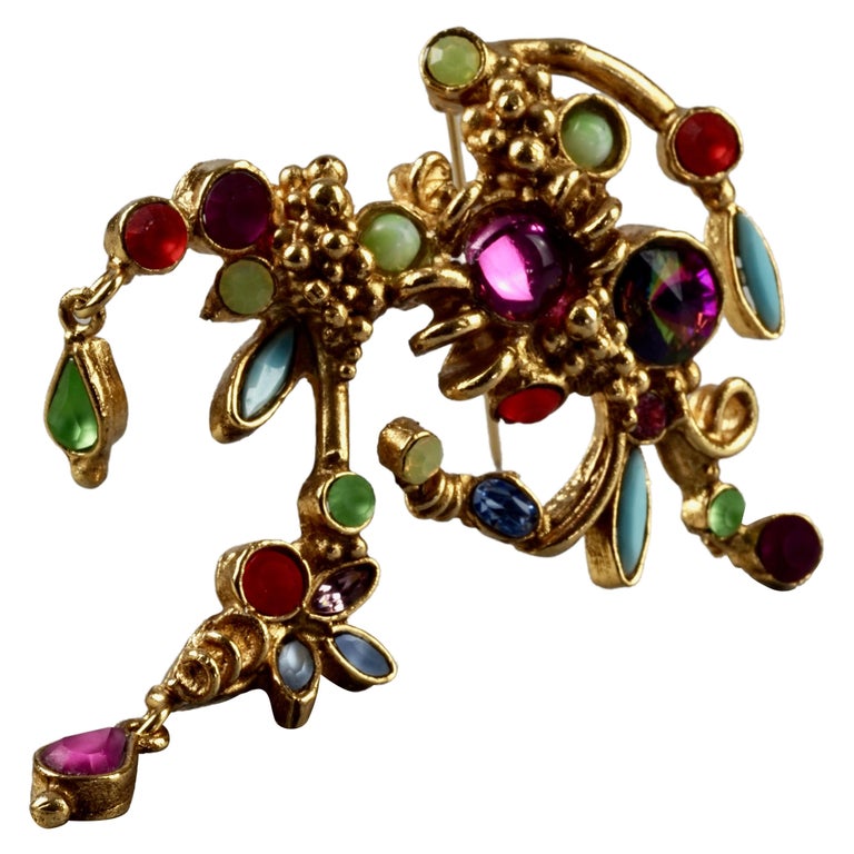 Vintage CHRISTIAN LACROIX Modernist Bubble Jewelled Brooch For Sale at