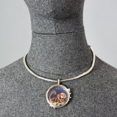 Vintage CHRISTIAN LACROIX Movable Nautical Charm Medallion Rigid Necklace