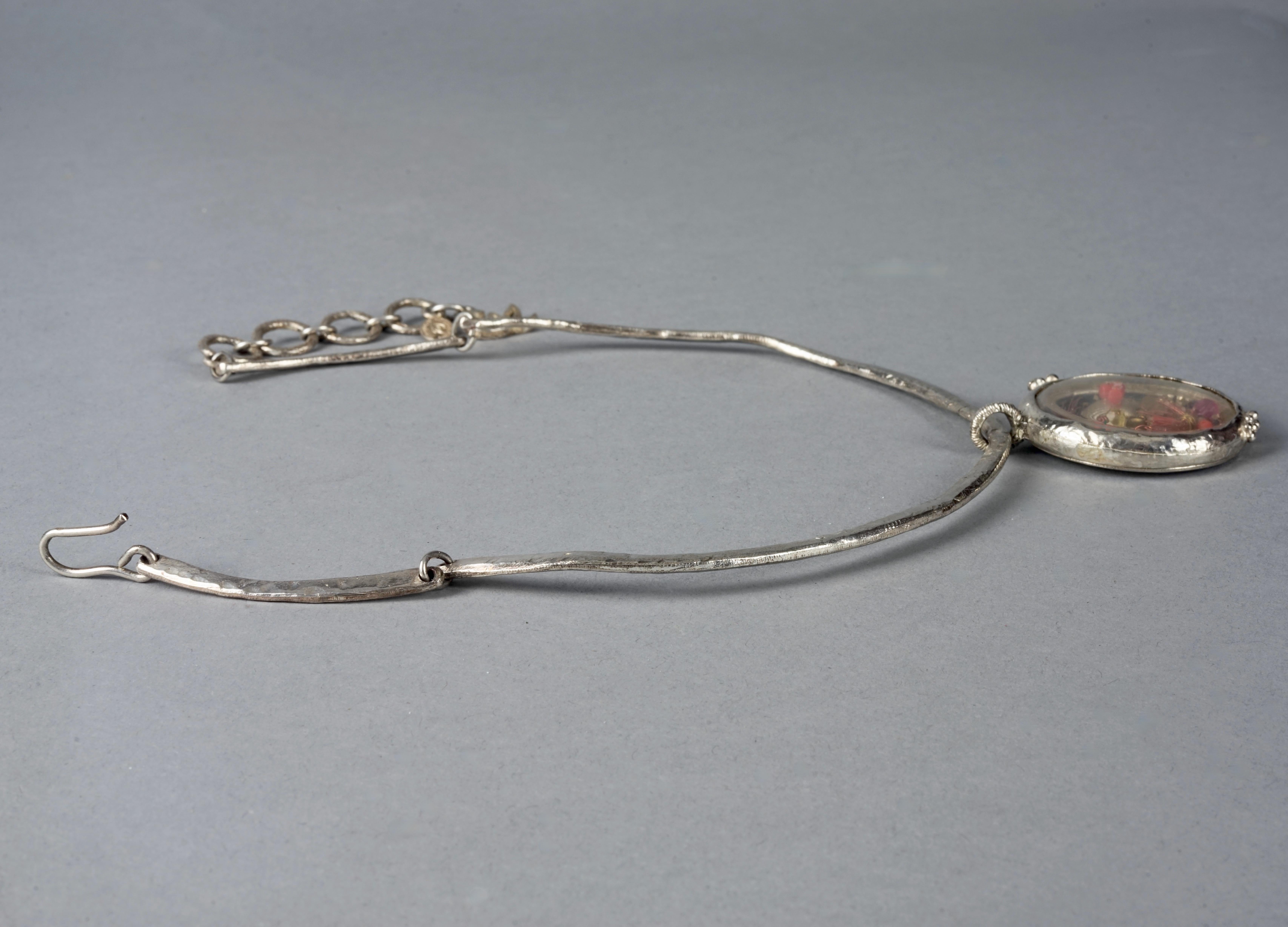 Vintage CHRISTIAN LACROIX Movable Nautical Charm Medallion Rigid Necklace For Sale 1