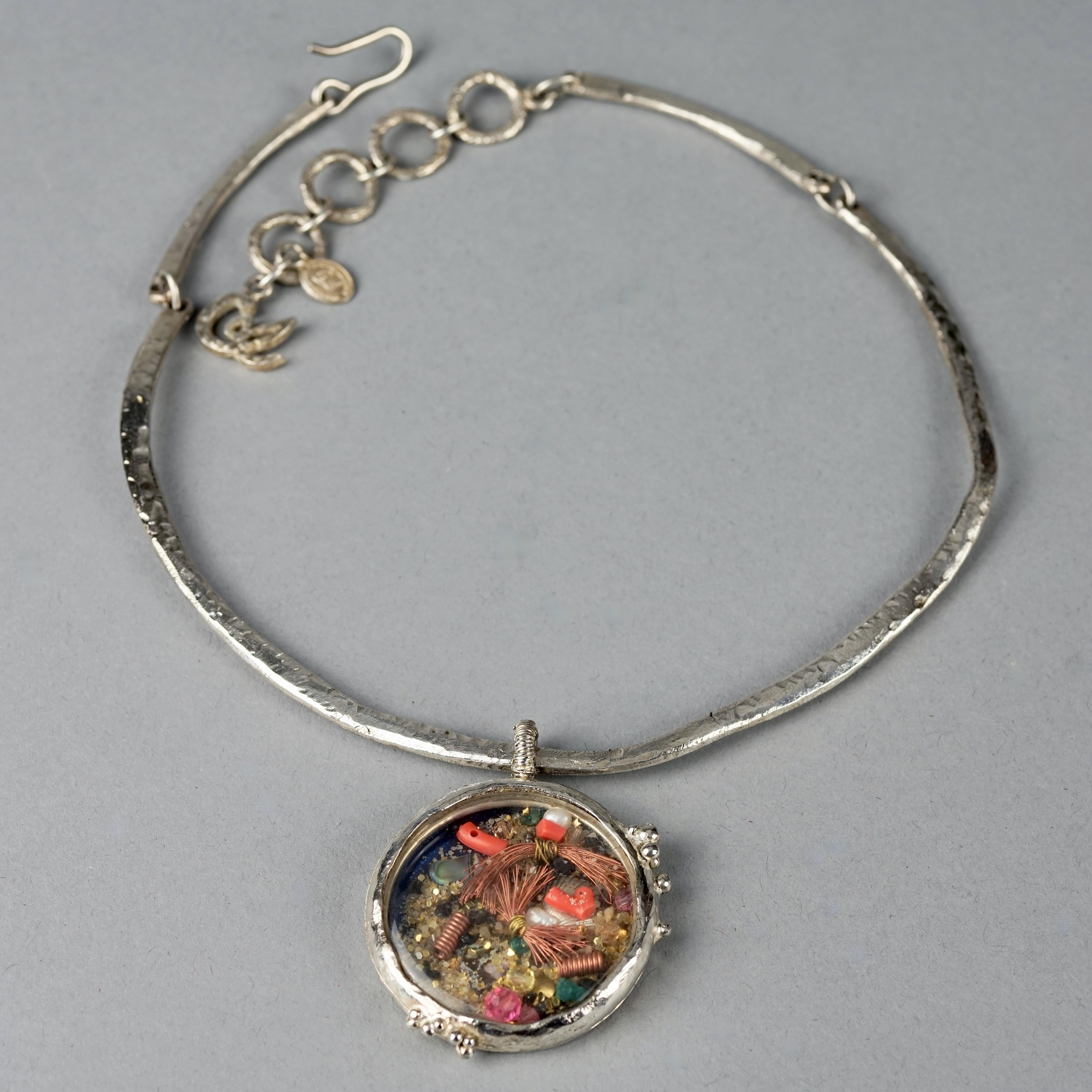 Vintage CHRISTIAN LACROIX Movable Nautical Charm Medallion Rigid Necklace For Sale 2