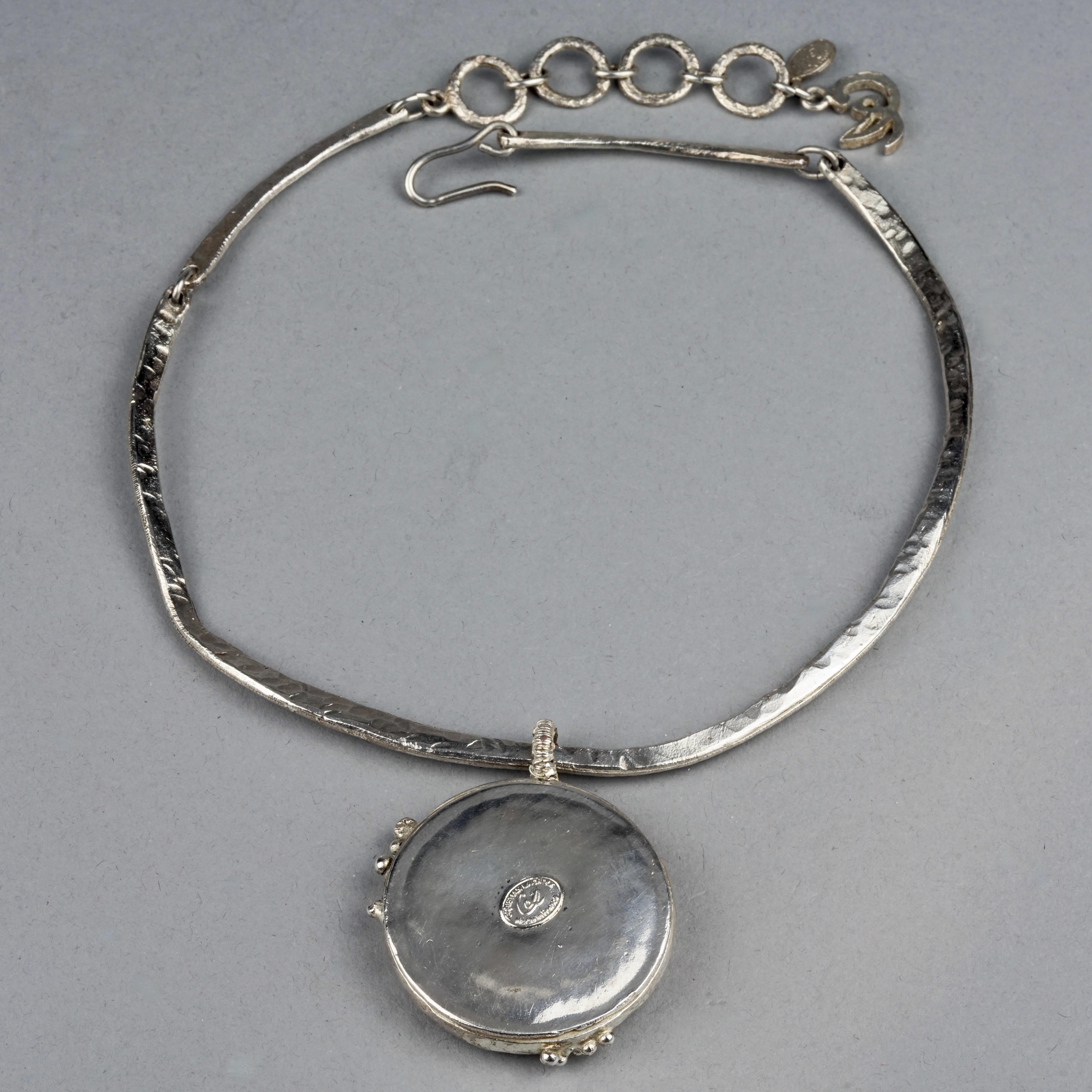 Vintage CHRISTIAN LACROIX Movable Nautical Charm Medallion Rigid Necklace For Sale 4