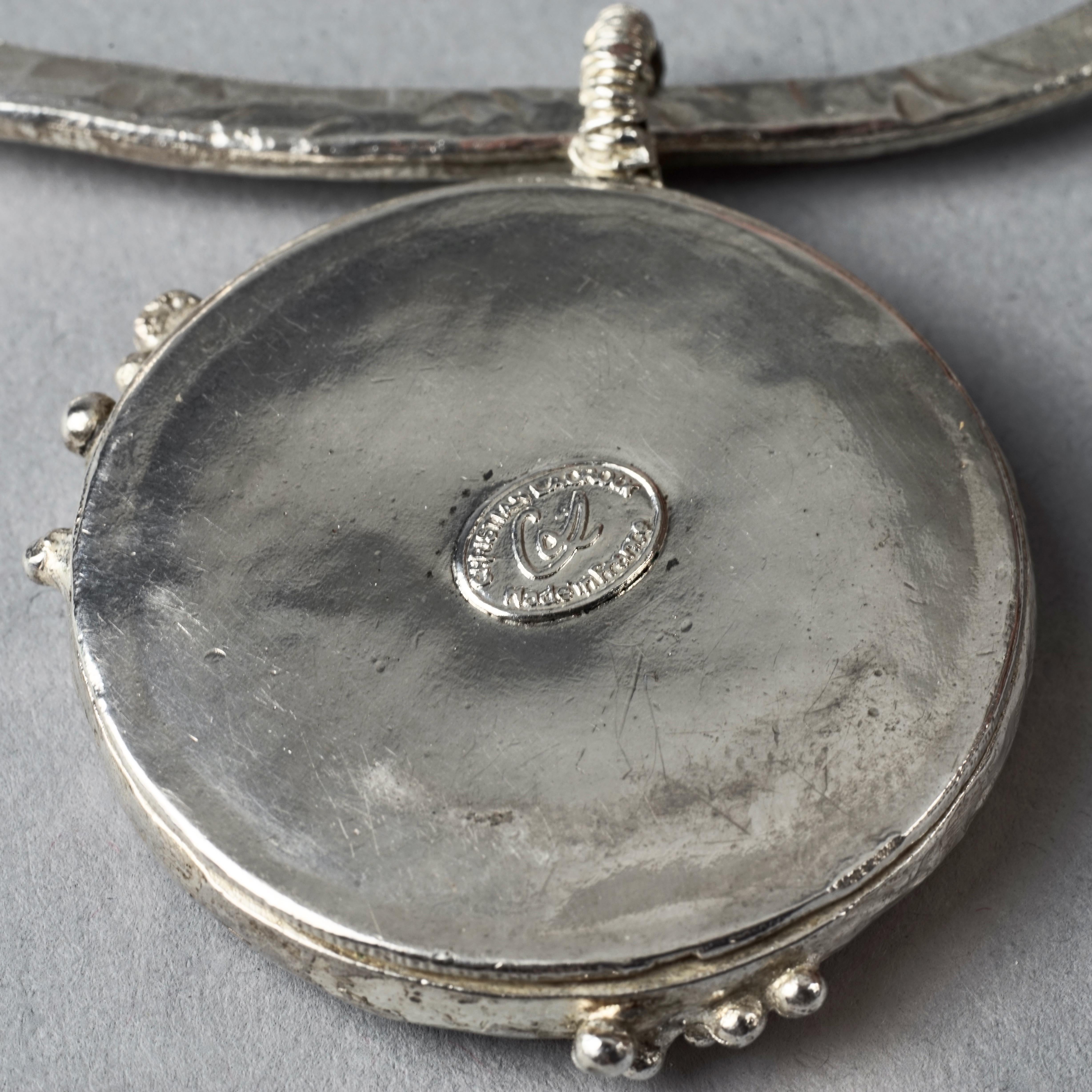 Vintage CHRISTIAN LACROIX Movable Nautical Charm Medallion Rigid Necklace For Sale 5
