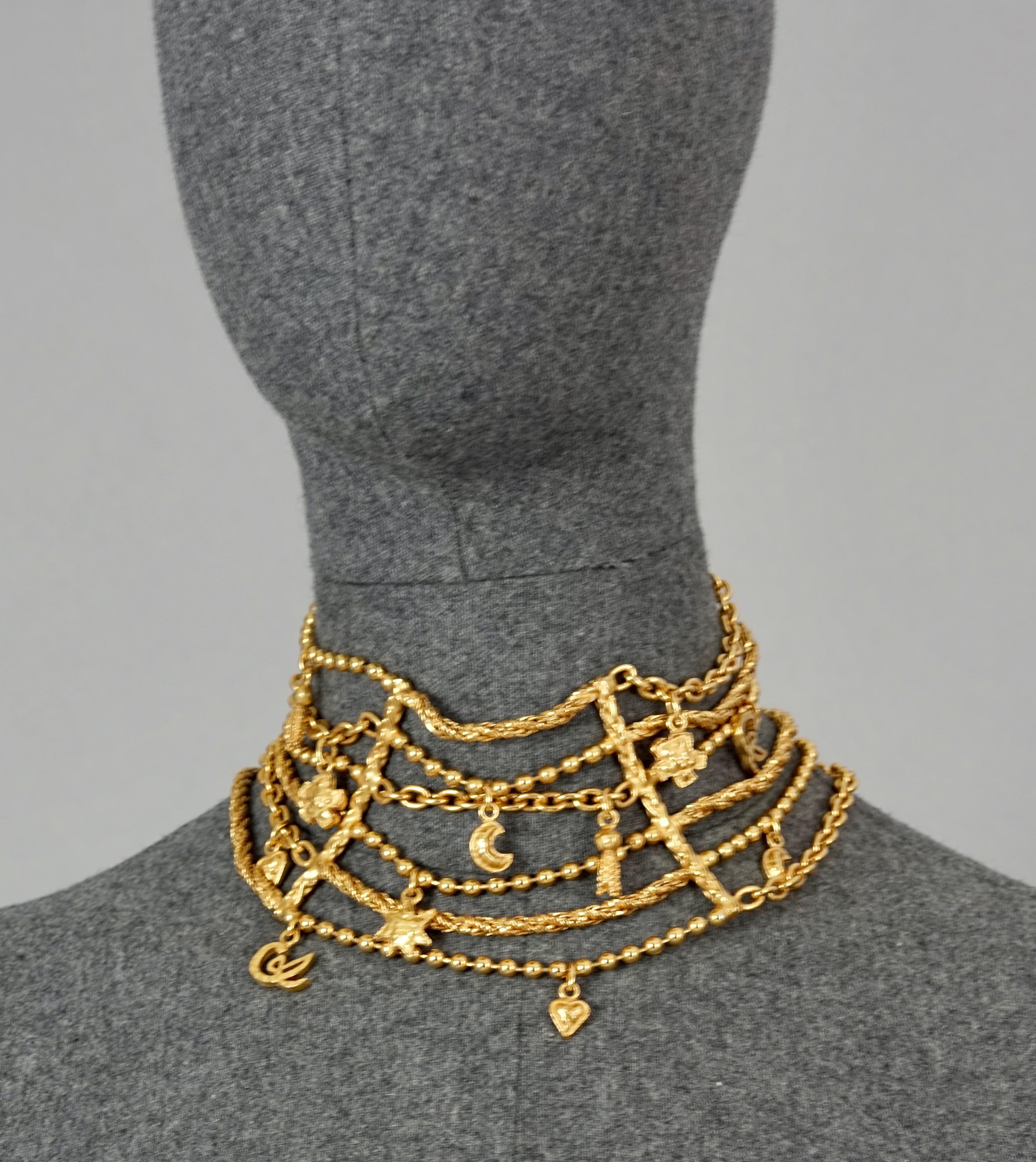 Vintage CHRISTIAN LACROIX Multi Layer Iconic Charm Choker Necklace In Excellent Condition In Kingersheim, Alsace