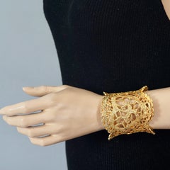 Vintage CHRISTIAN LACROIX Openwork Gilt Lace Cuff Bracelet