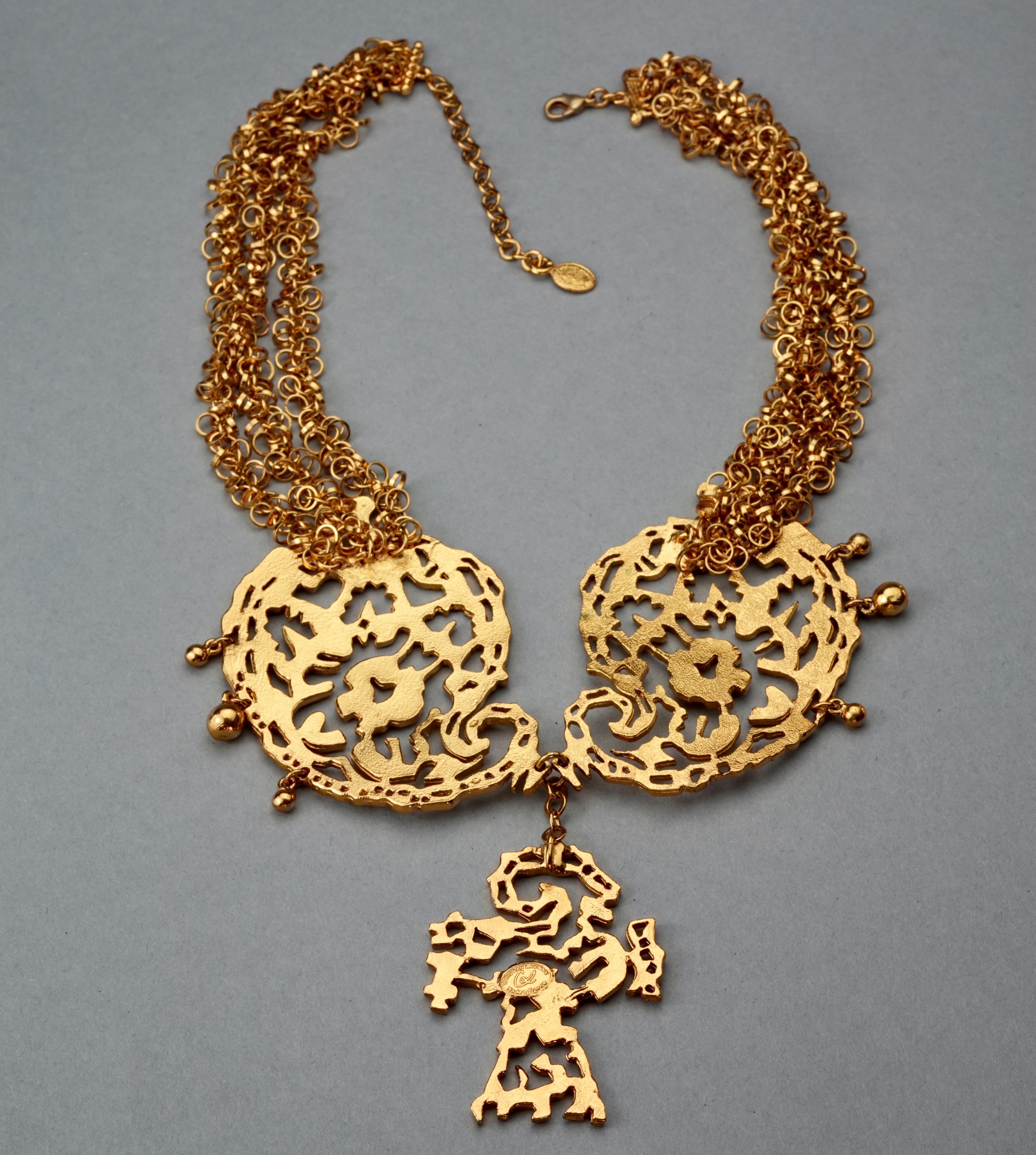 Vintage CHRISTIAN LACROIX Opulent Filigree Multi Chain Necklace For Sale 6