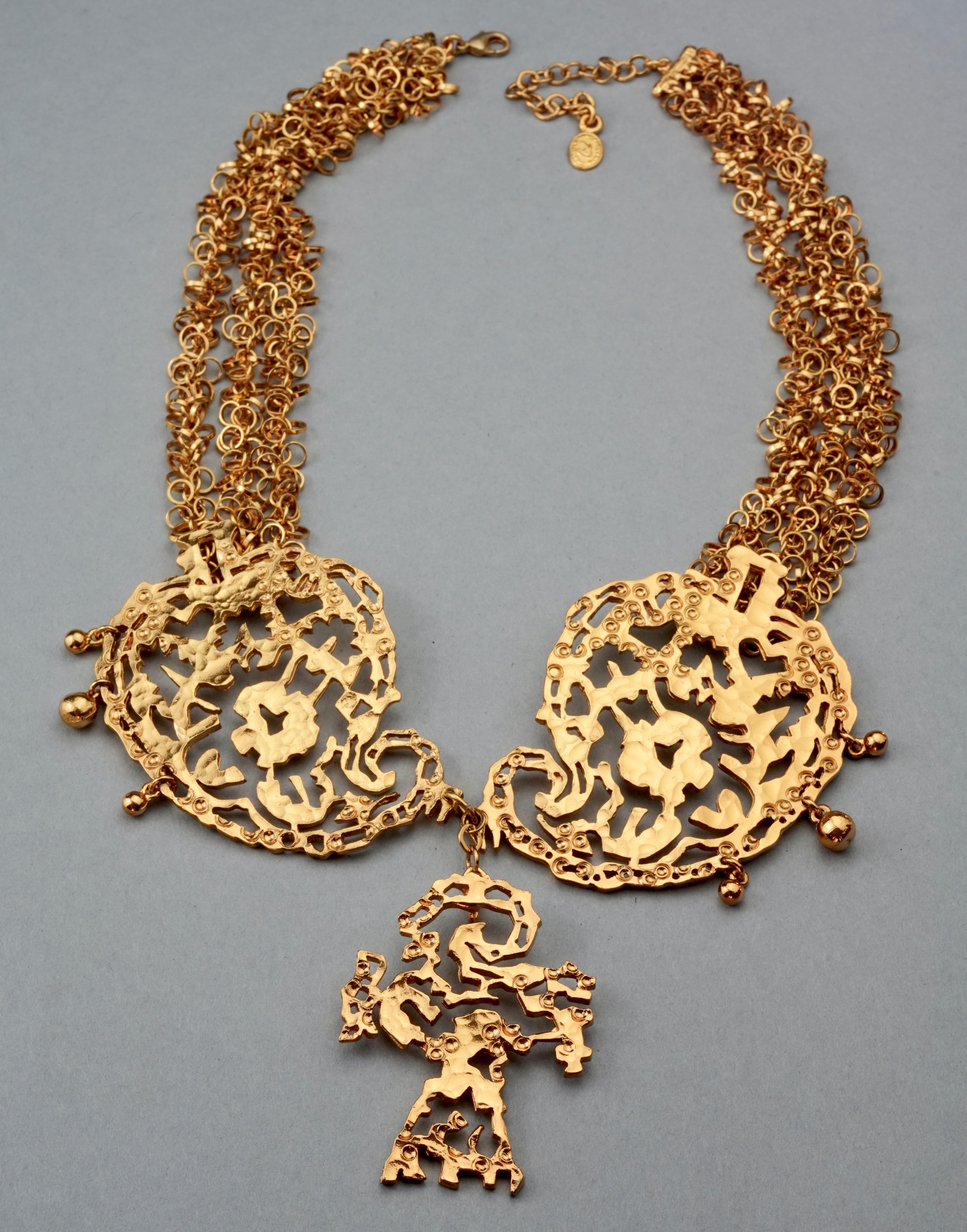 Vintage CHRISTIAN LACROIX Opulent Filigree Multi Chain Necklace In Excellent Condition For Sale In Kingersheim, Alsace