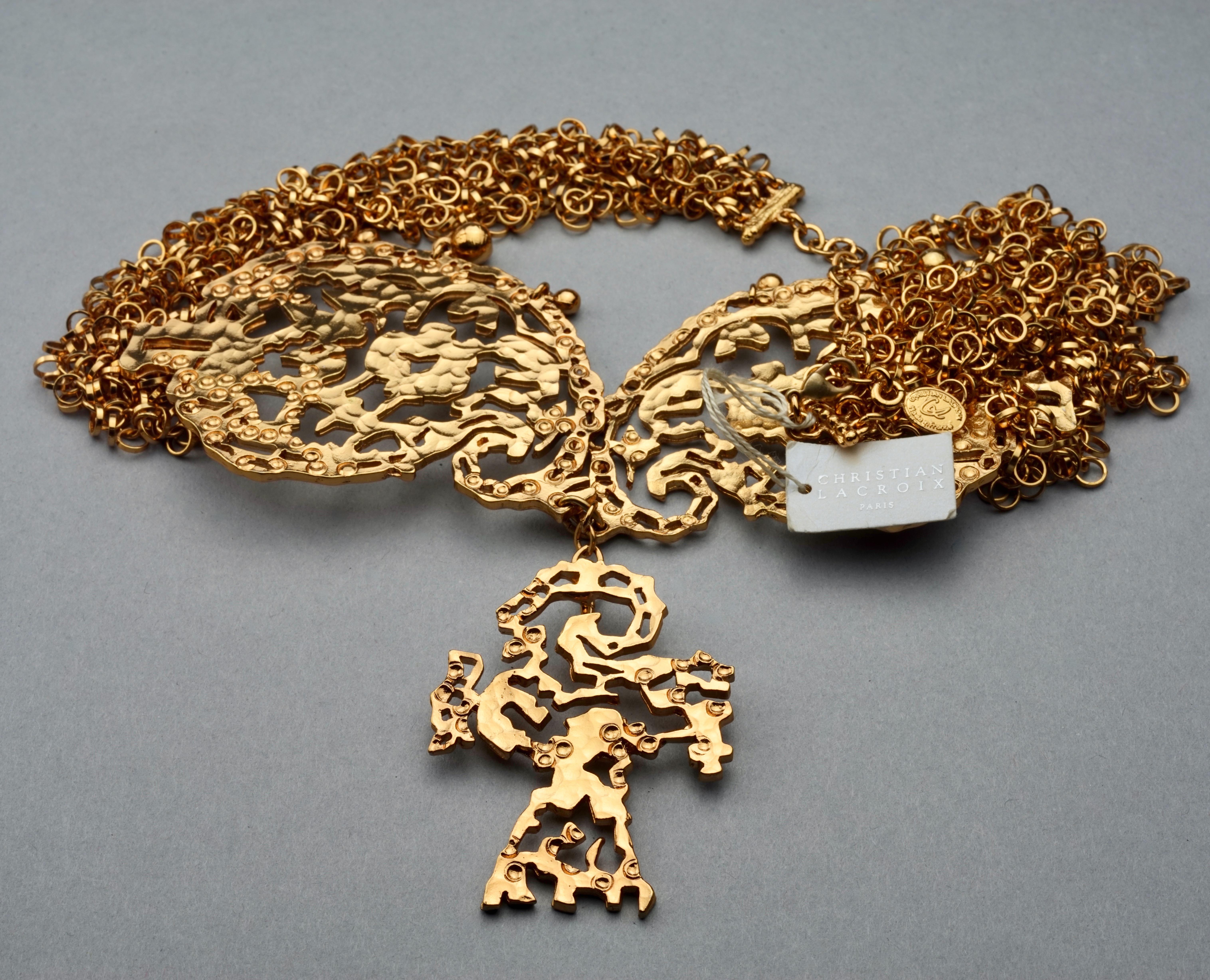 Women's Vintage CHRISTIAN LACROIX Opulent Filigree Multi Chain Necklace For Sale