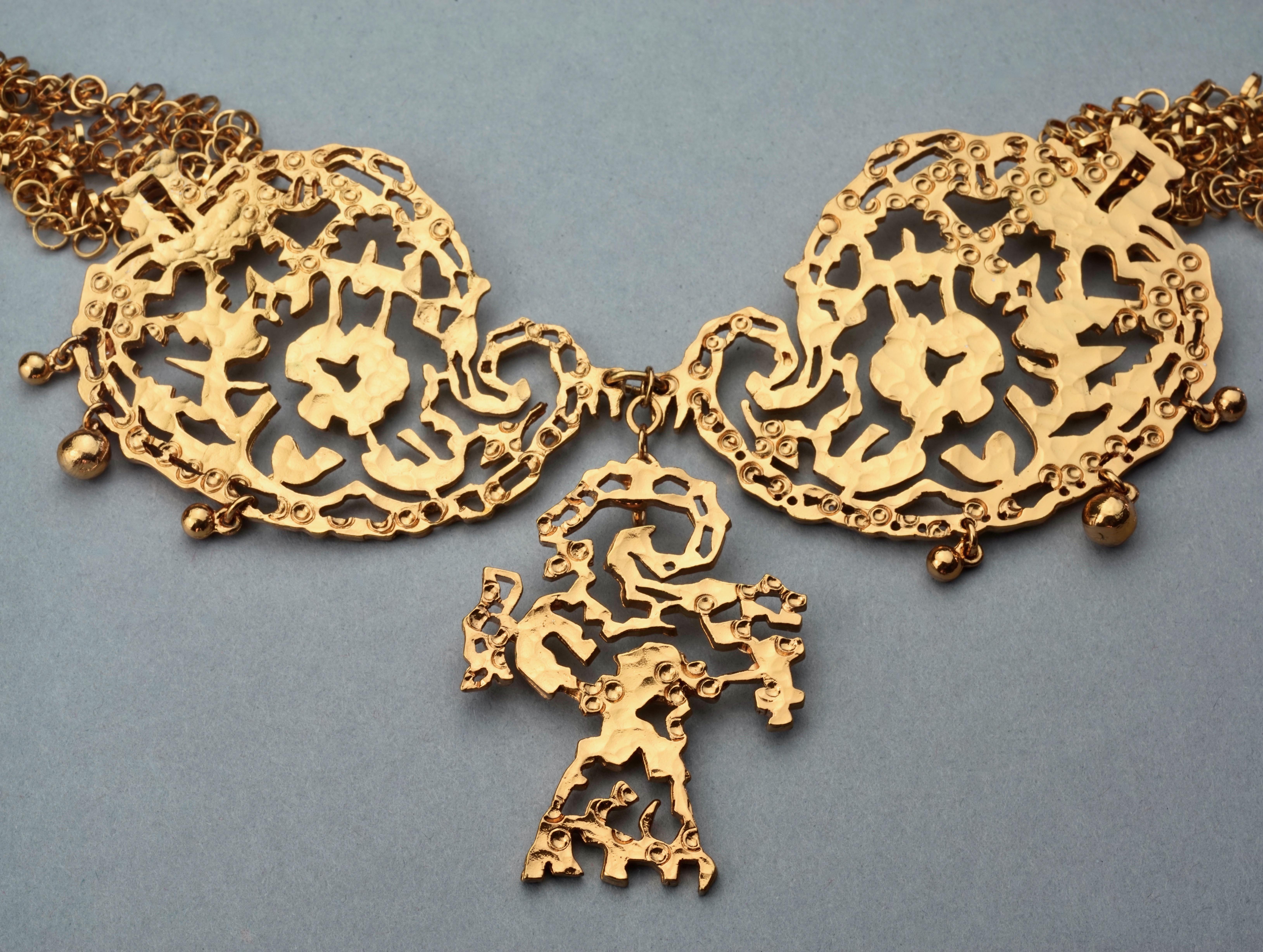 Vintage CHRISTIAN LACROIX Opulent Filigree Multi Chain Necklace For Sale 3
