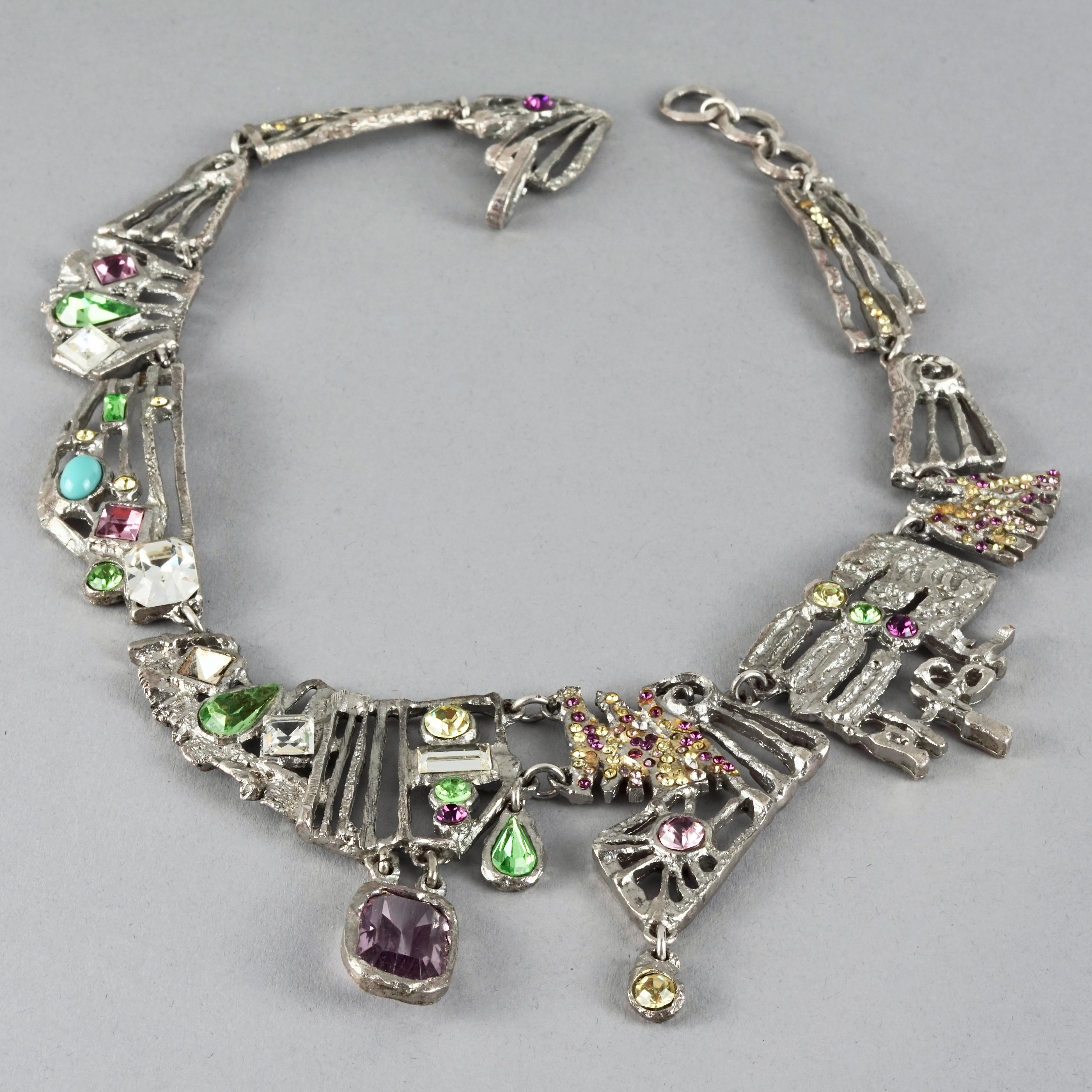 Vintage CHRISTIAN LACROIX Opulent Jewelled Openwork Necklace In Excellent Condition For Sale In Kingersheim, Alsace