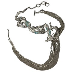 Vintage CHRISTIAN LACROIX Opulent Rigid Cascading Multi Chain Choker Necklace