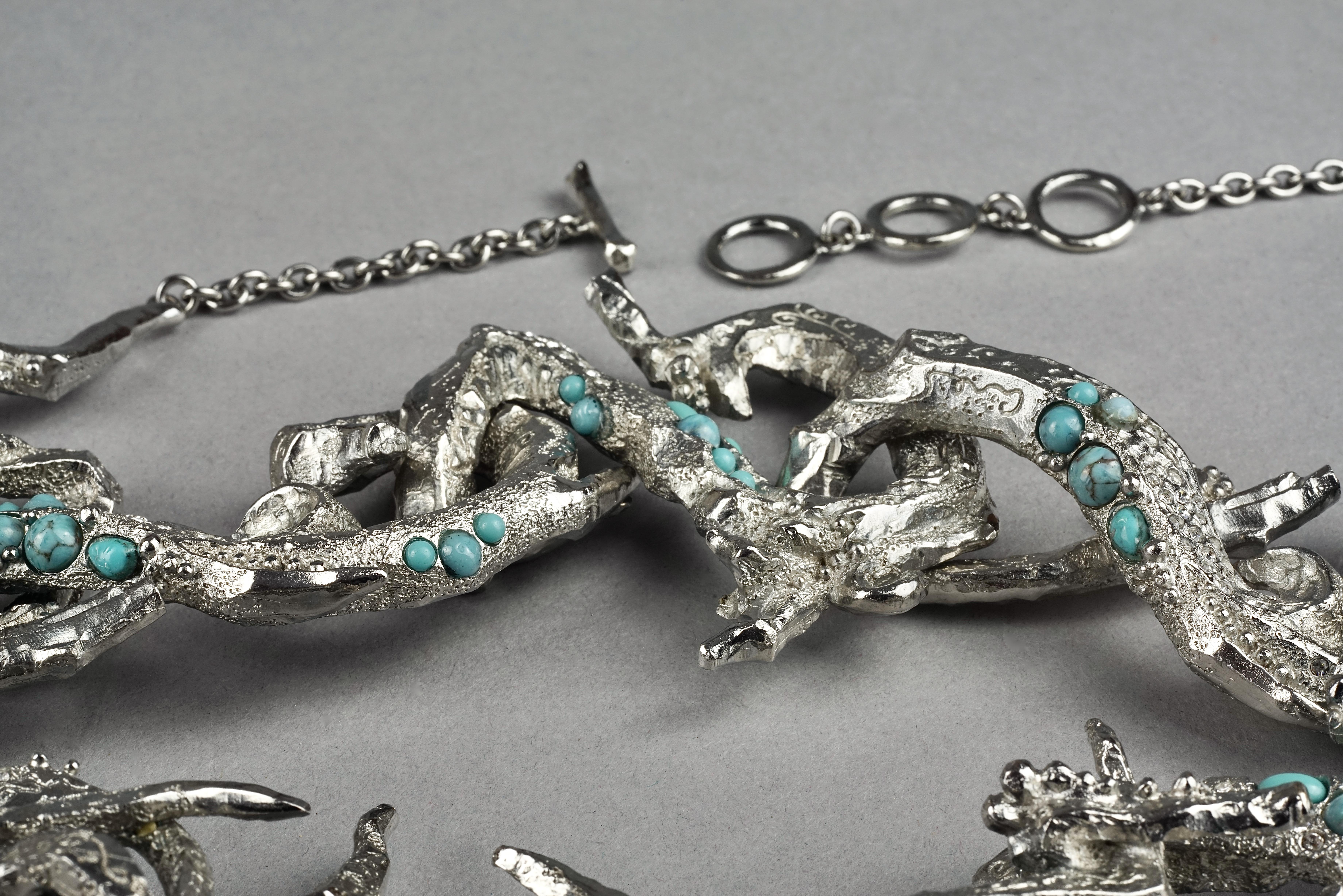Vintage CHRISTIAN LACROIX Opulent Rigid Turquoise Stone Choker Necklace For Sale 7