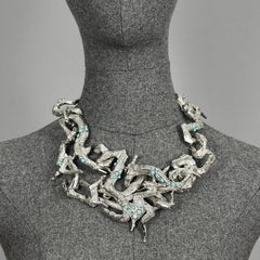Vintage CHRISTIAN LACROIX Opulent Rigid Turquoise Stone Choker Necklace