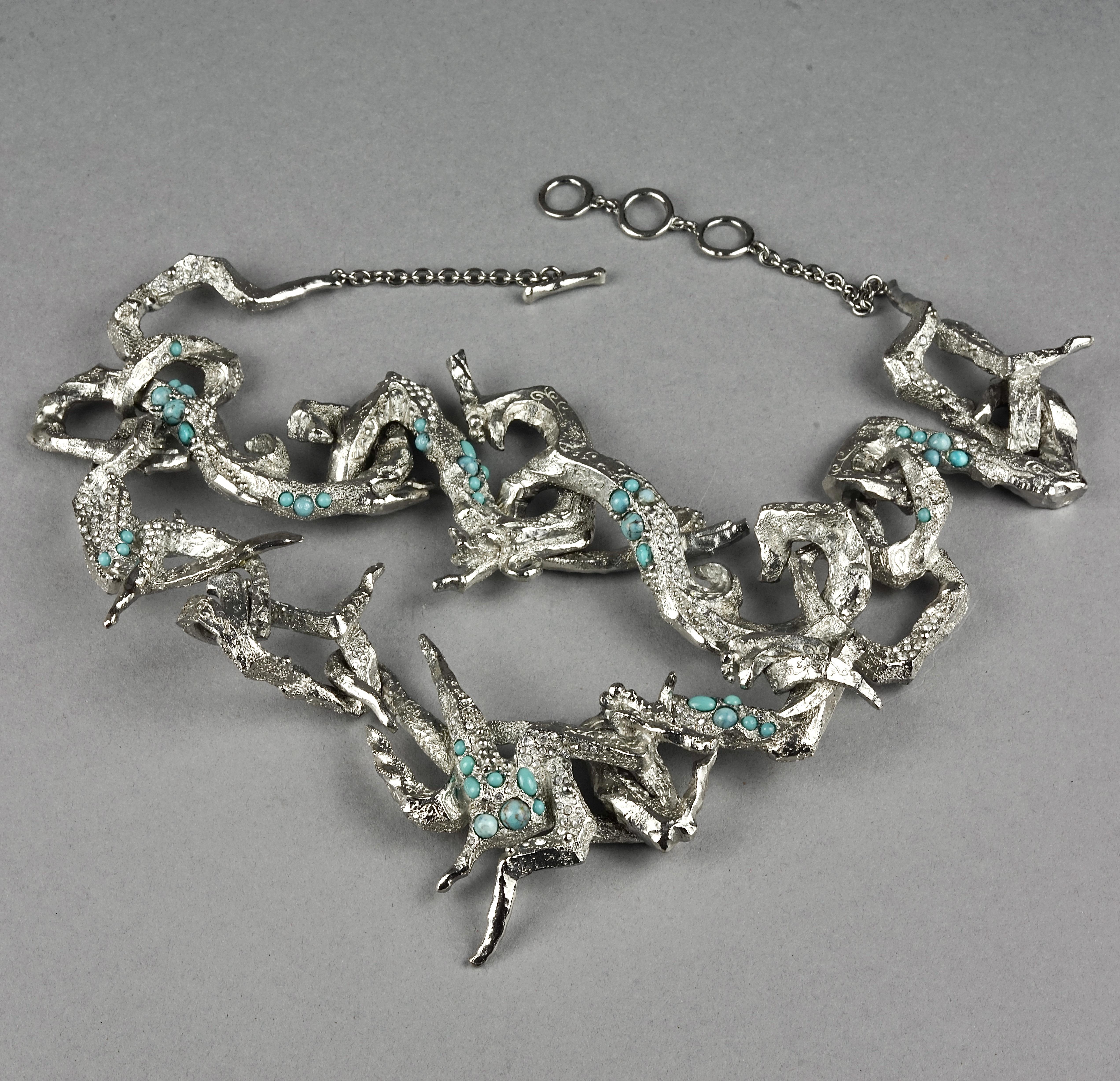 Women's Vintage CHRISTIAN LACROIX Opulent Rigid Turquoise Stone Choker Necklace For Sale