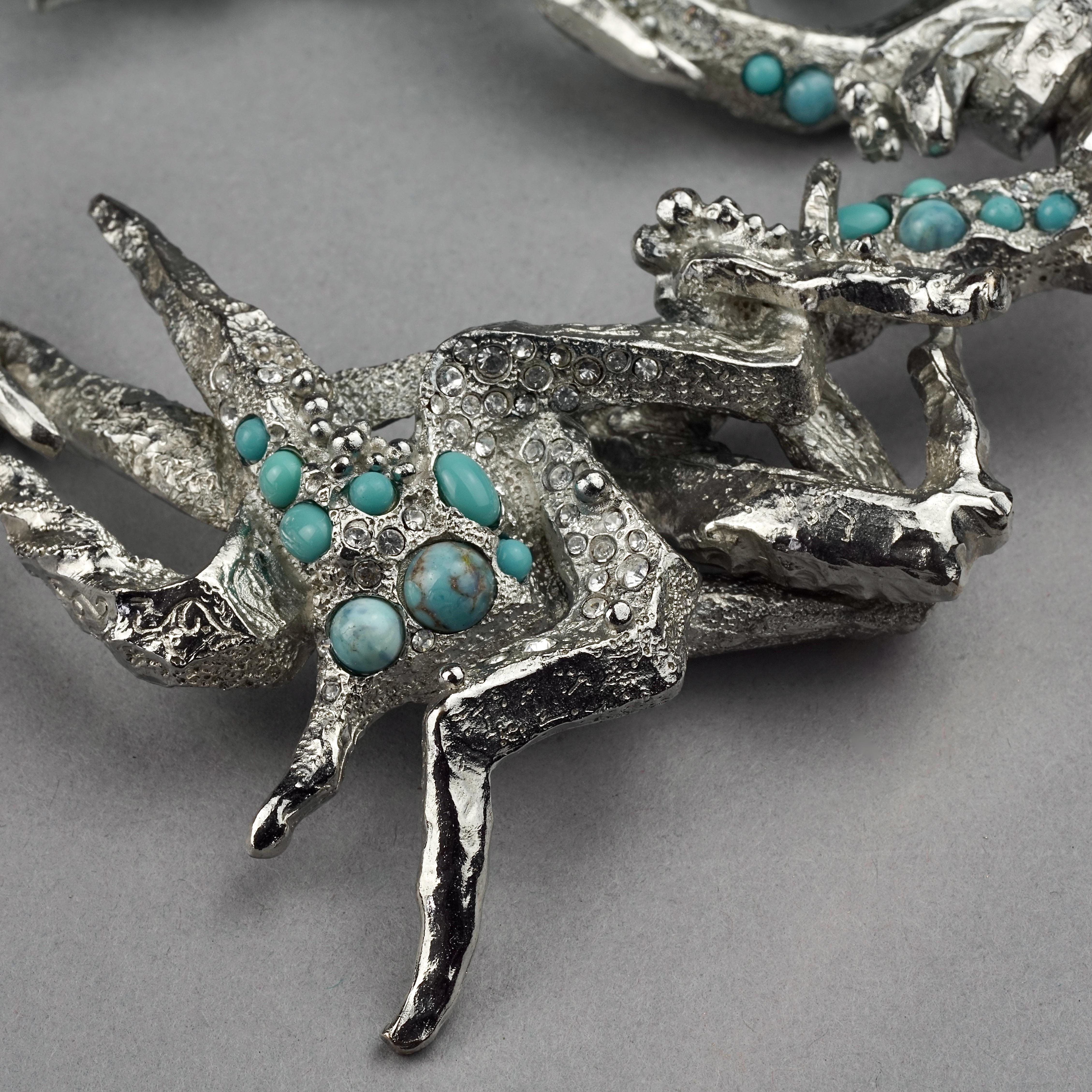 Vintage CHRISTIAN LACROIX Opulent Rigid Turquoise Stone Choker Necklace For Sale 4