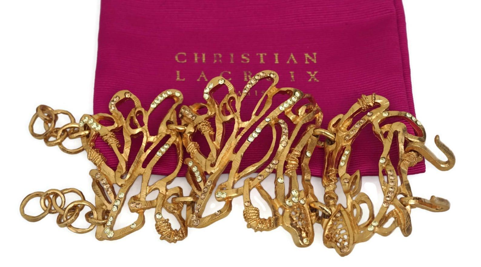 Vintage Christian Lacroix Opulent Wide Rhinestone Bracelet Cuff In Excellent Condition In Kingersheim, Alsace