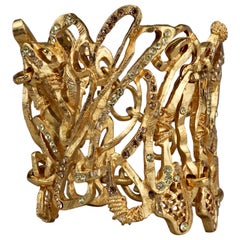 Vintage CHRISTIAN LACROIX Opulent Wide Rhinestone Bracelet Cuff