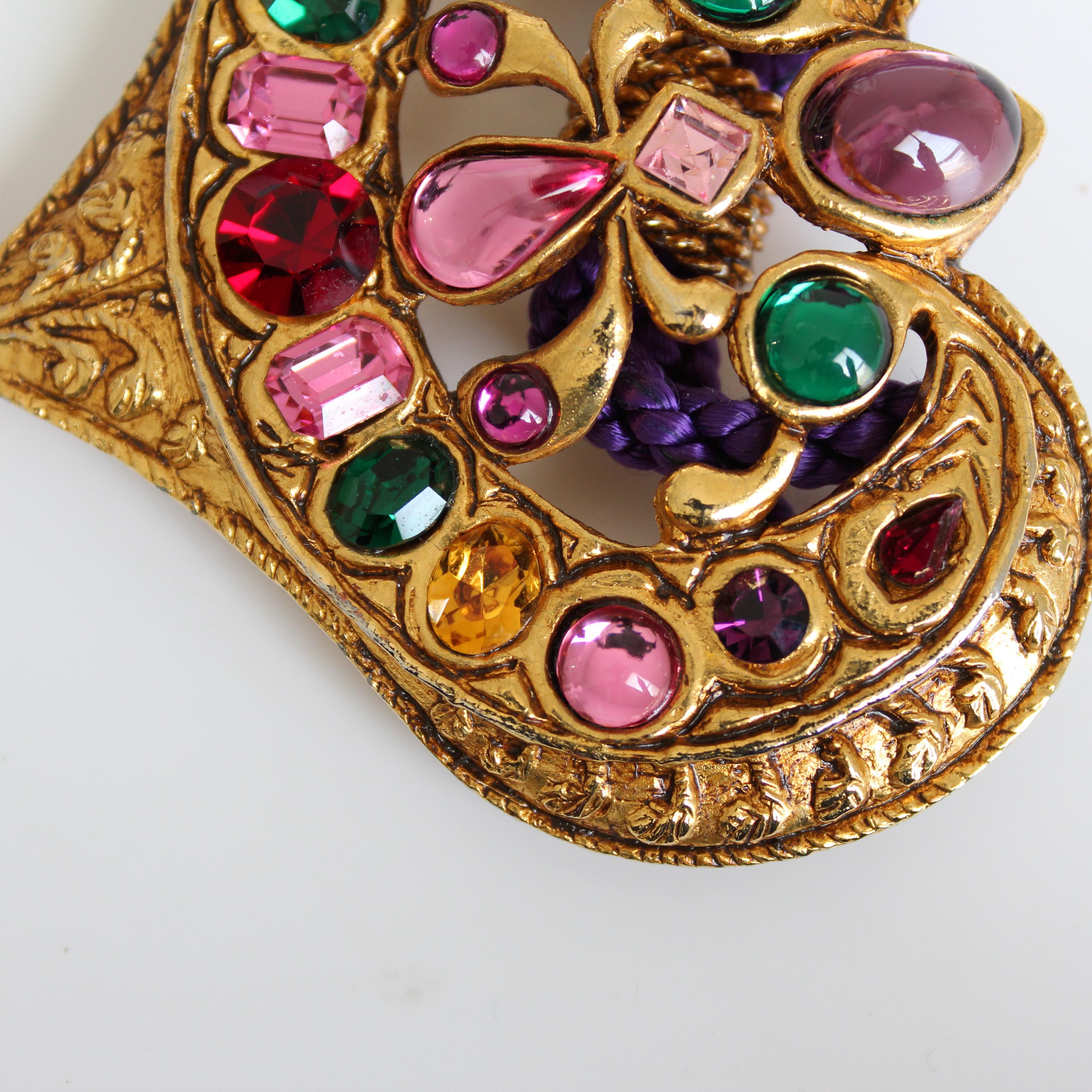 Vintage Christian Lacroix Übergroße Herz Anhänger Halskette Glas Steine 90er Jahre Selten im Angebot 6