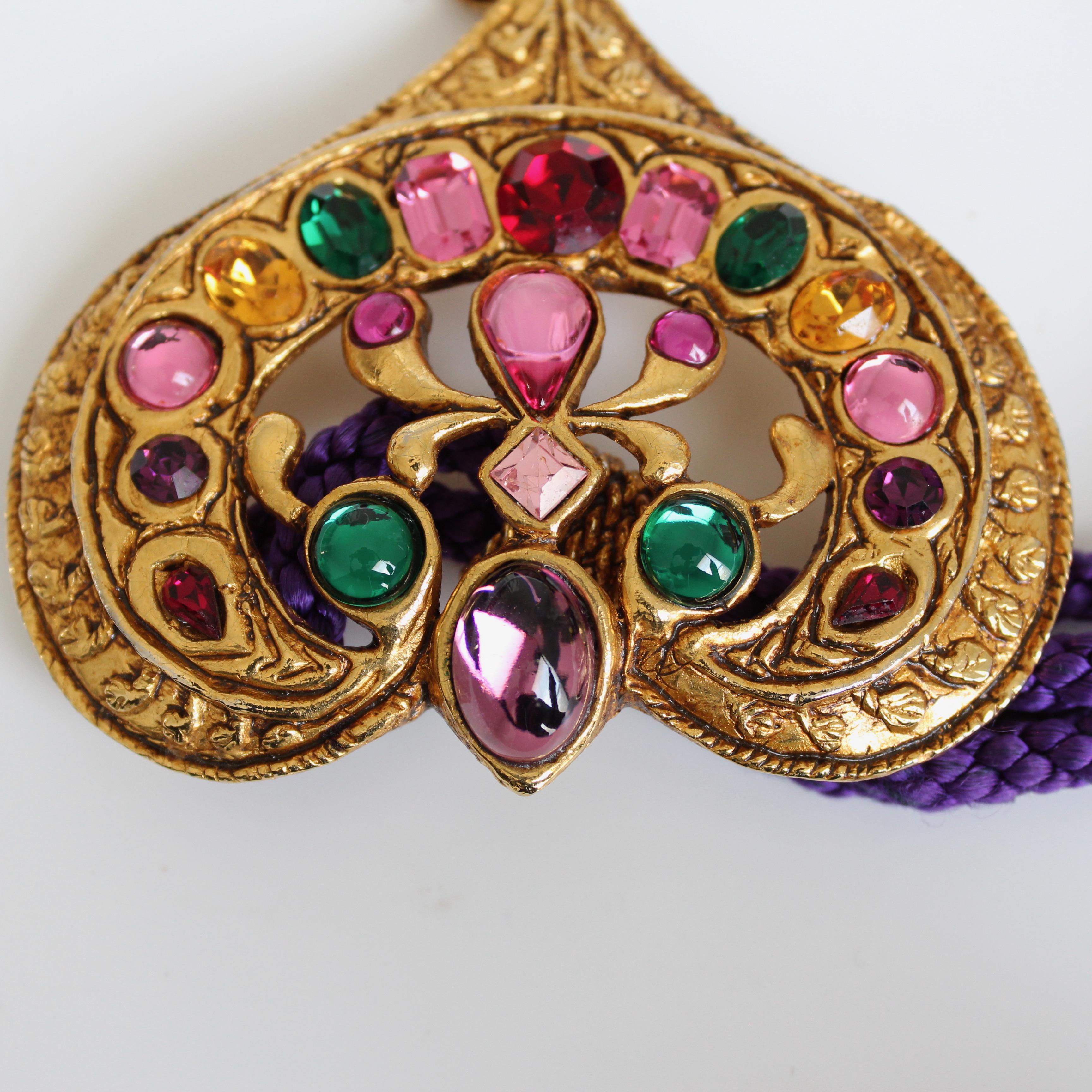 Vintage Christian Lacroix Übergroße Herz Anhänger Halskette Glas Steine 90er Jahre Selten im Angebot 8