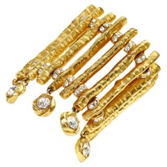 Vintage Christian Lacroix Paris Gold Bracelet with Dangling Crystals Circa 1990s