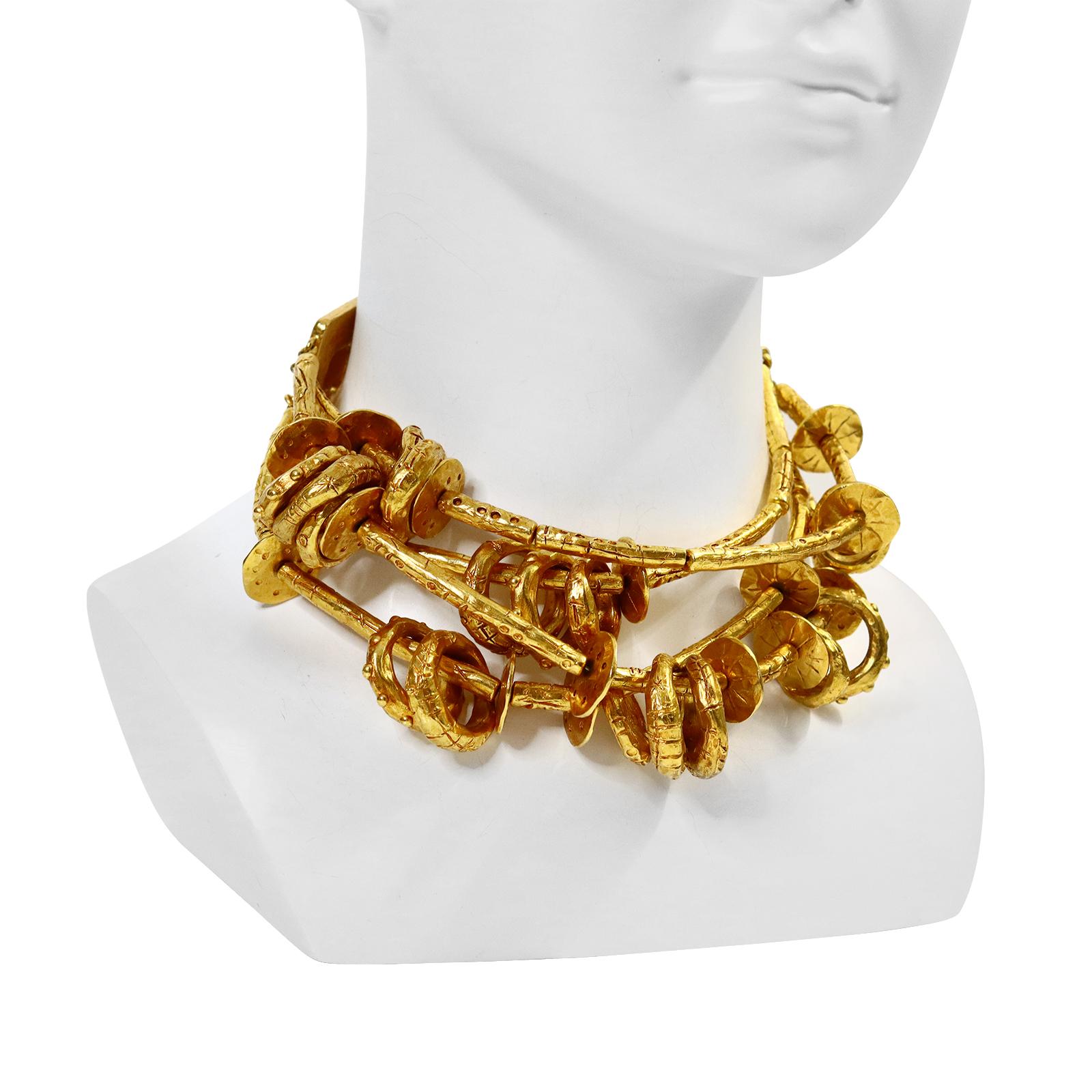 Vintage Christian Lacroix Vintage Gold Toned Choker Circa 1990s In Good Condition For Sale In New York, NY