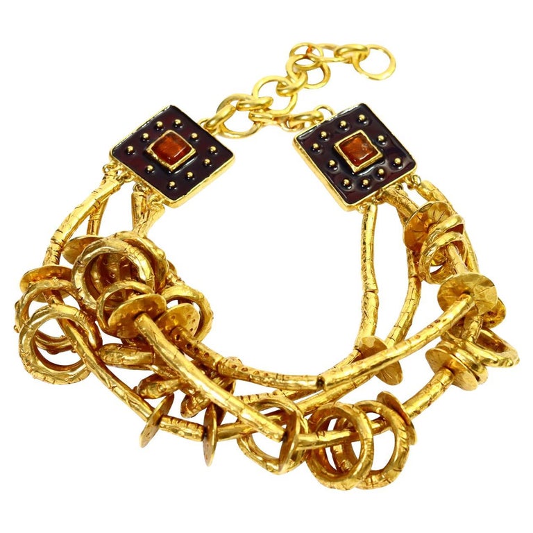 1990s Vintage Christian Lacroix Gold Tone Openwork Crystal Coin Choker  Necklace For Sale at 1stDibs