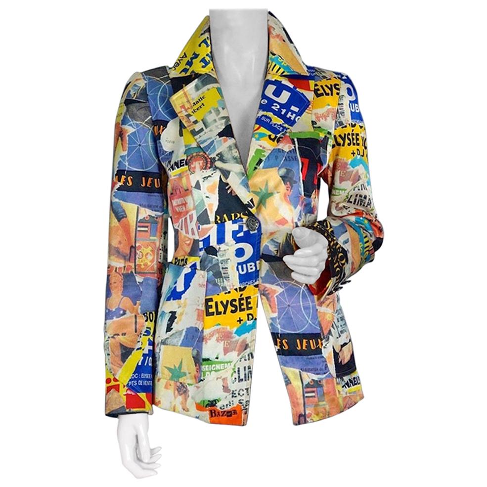Vintage CHRISTIAN LACROIX Pop Art Collage Colourful Blazer Jacket