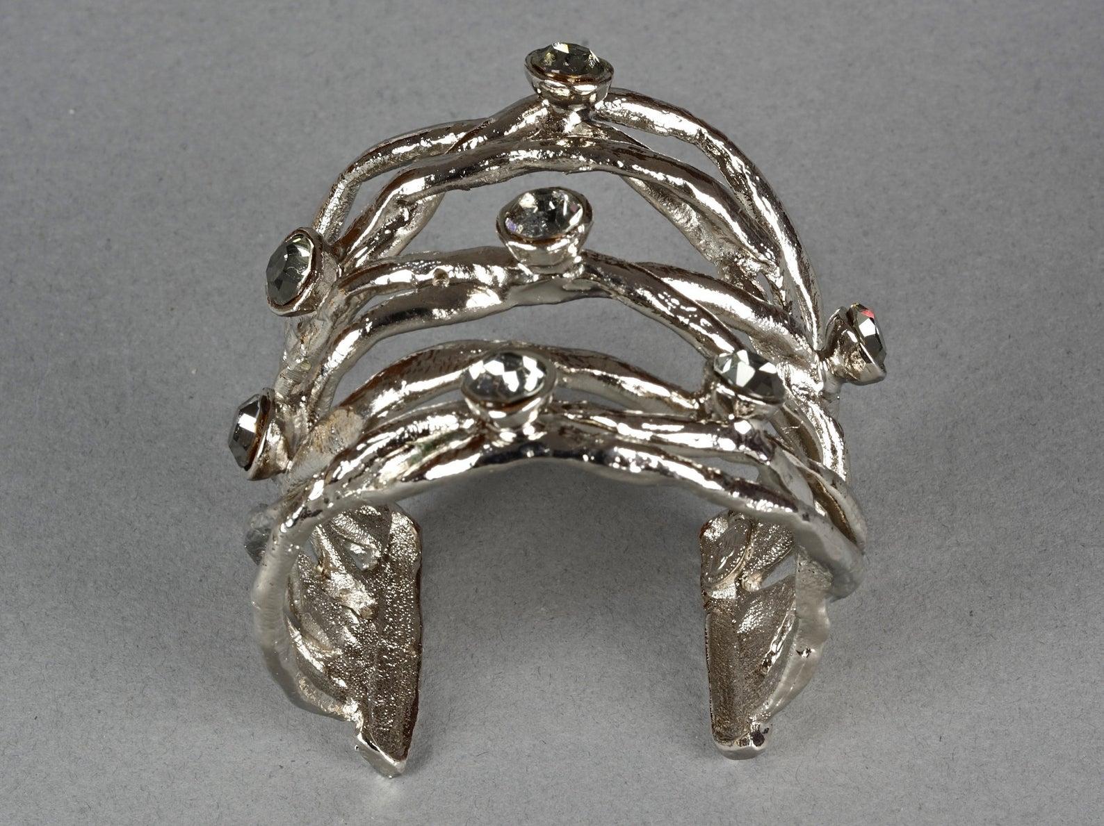 Women's Vintage CHRISTIAN LACROIX Protruding Rhinestone Wire Cuff Bracelet For Sale