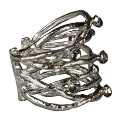 Vintage CHRISTIAN LACROIX Protruding Rhinestone Wire Cuff Bracelet