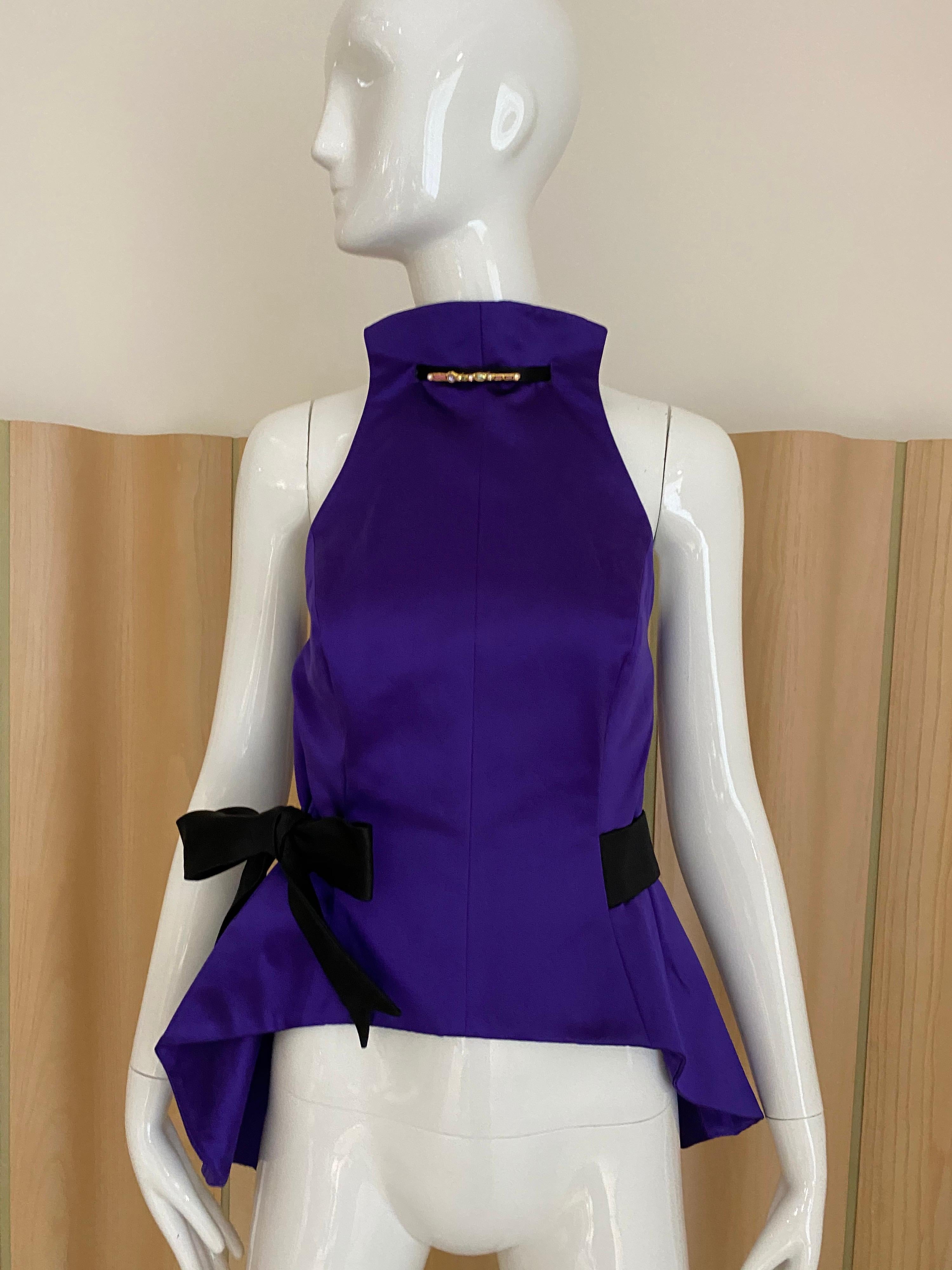 Vintage Christian Lacroix Purple Silk Top In Excellent Condition In Beverly Hills, CA