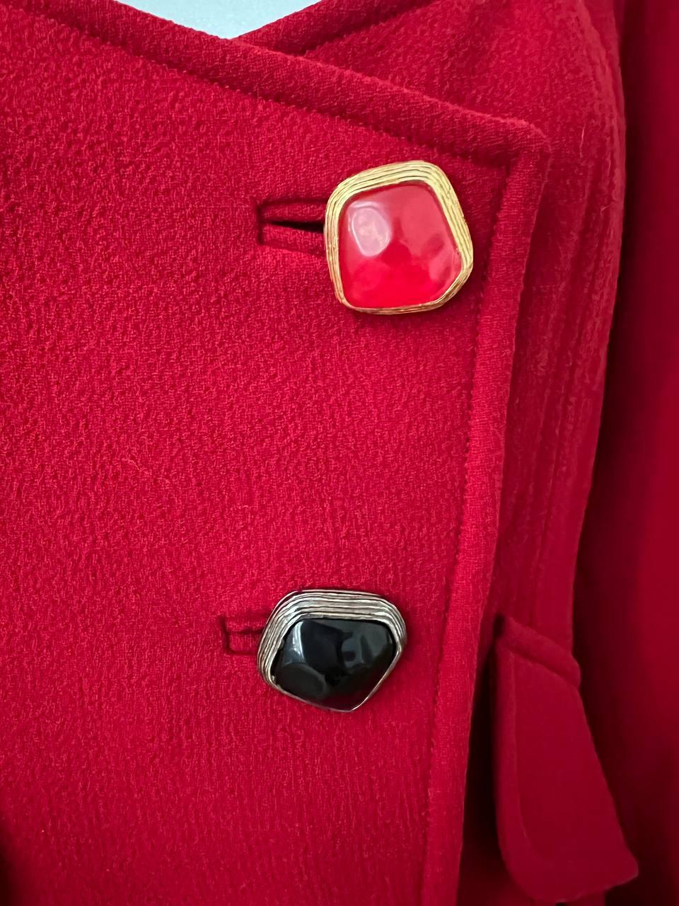 Vintage Christian Lacroix Red Accented Button Wool Blazer, 1991 8