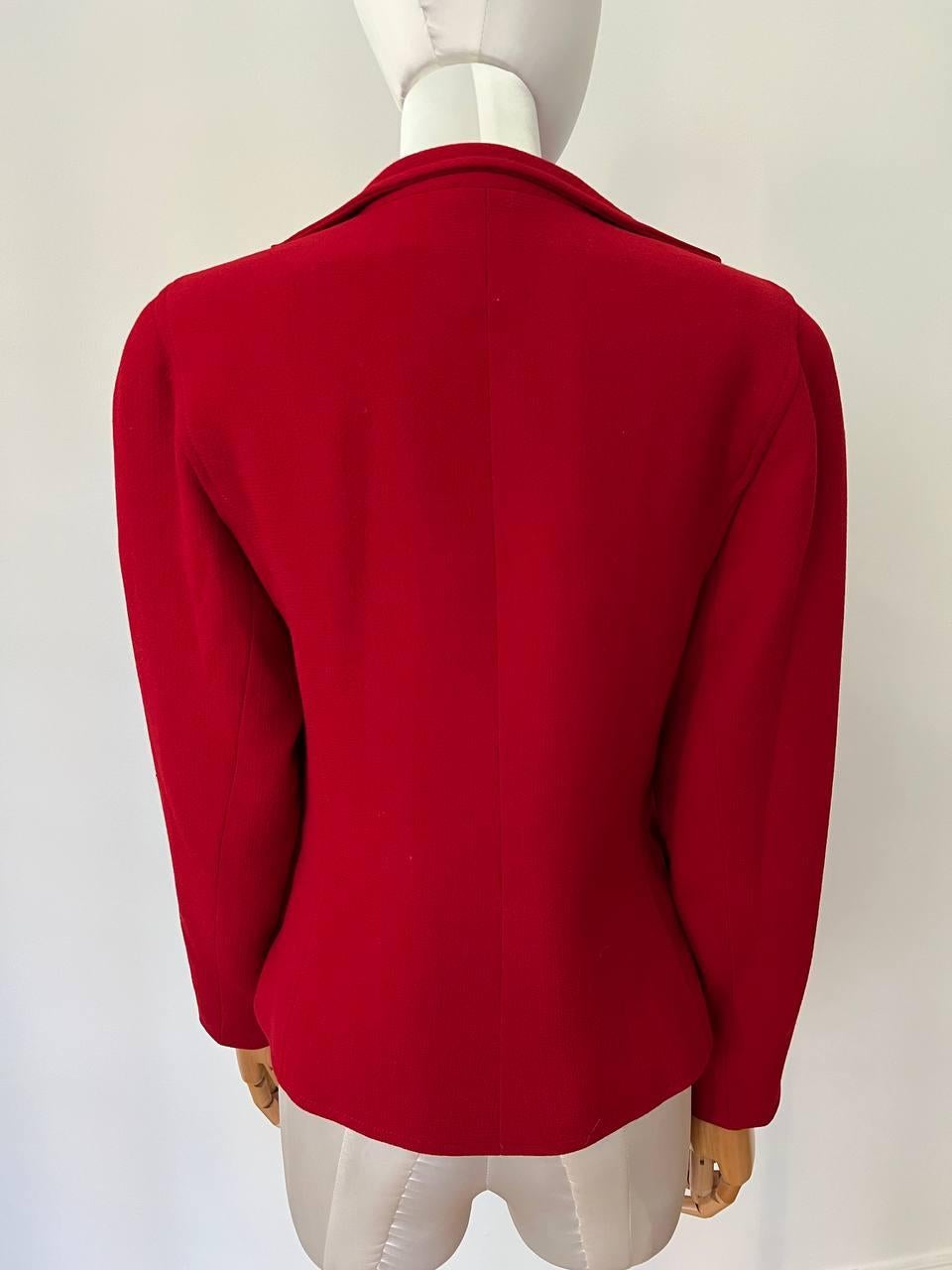 Vintage Christian Lacroix Red Accented Button Wool Blazer, 1991 In Good Condition In New York, NY