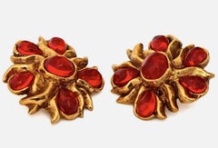Vintage CHRISTIAN LACROIX Resin Flower Earrings