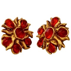 Vintage CHRISTIAN LACROIX Resin Flower Earrings