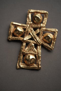 Vintage Christian Lacroix Sculptural Gold Geometric Brooch, 1990s