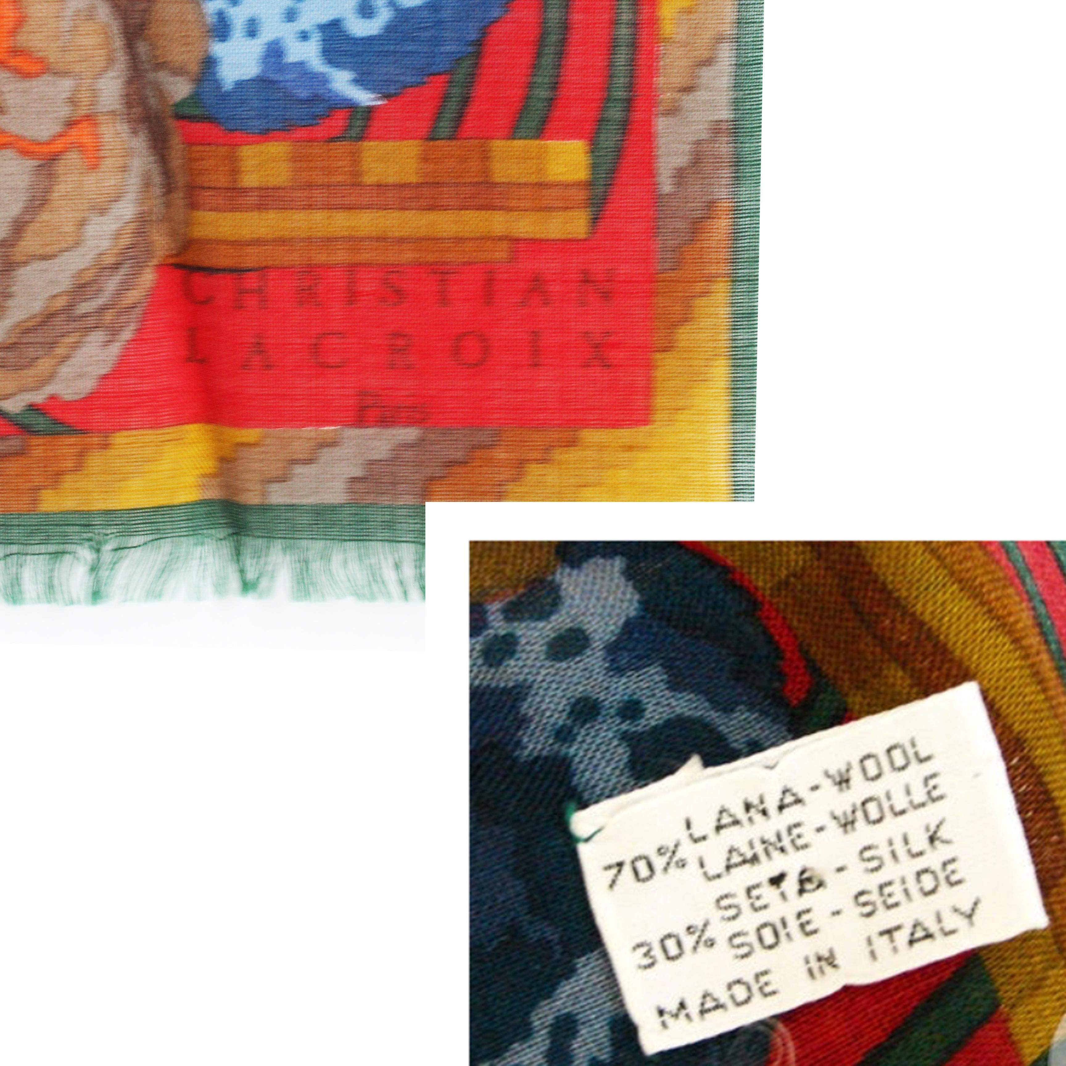 Christian Lacroix - Châle vintage à grand imprimé floral audacieux 46 en laine mélangée en vente 2