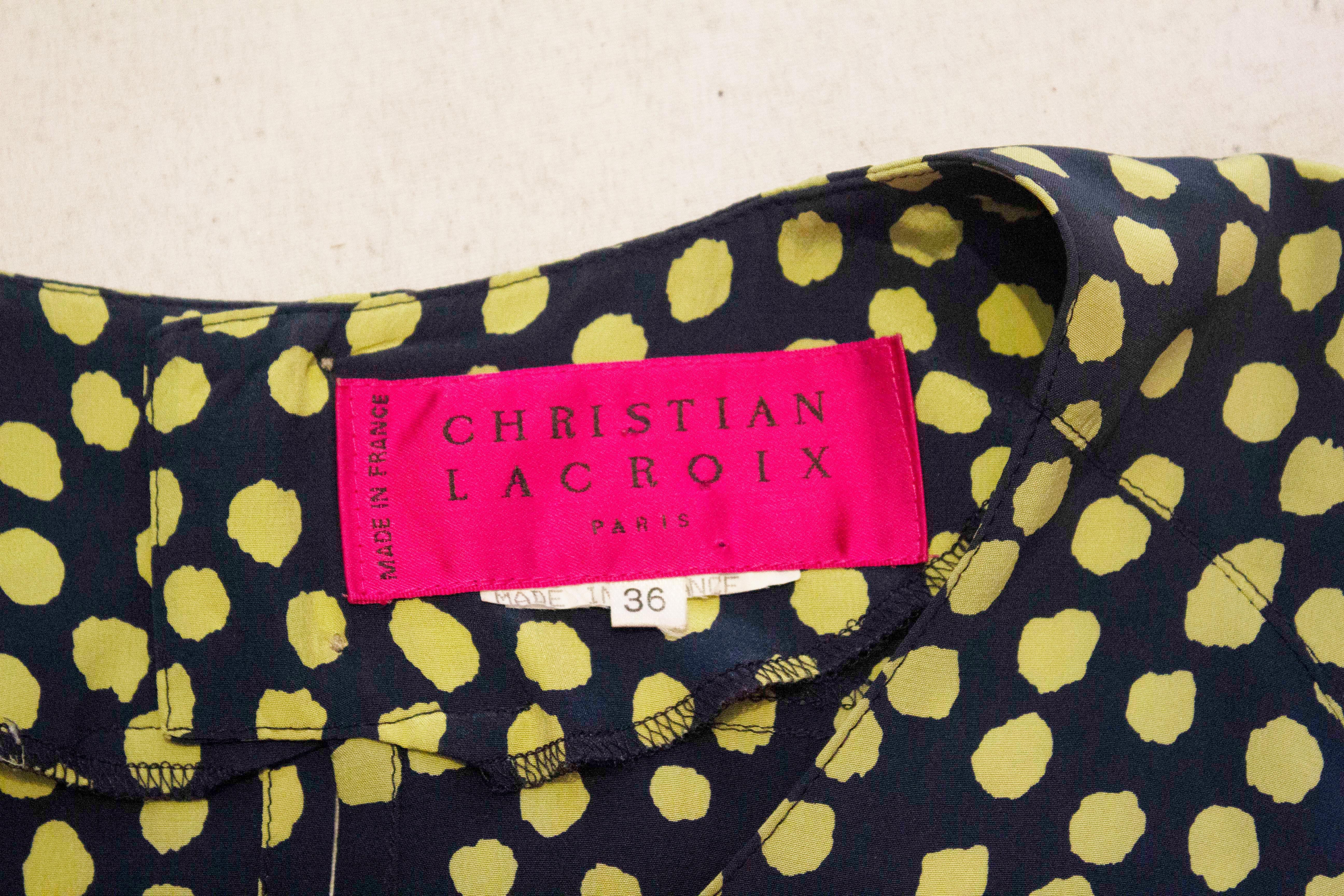 Black Vintage Christian Lacroix Silk Blouse For Sale