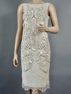 Vintage CHRISTIAN LACROIX Silk Soutache Lace Ecru Dress