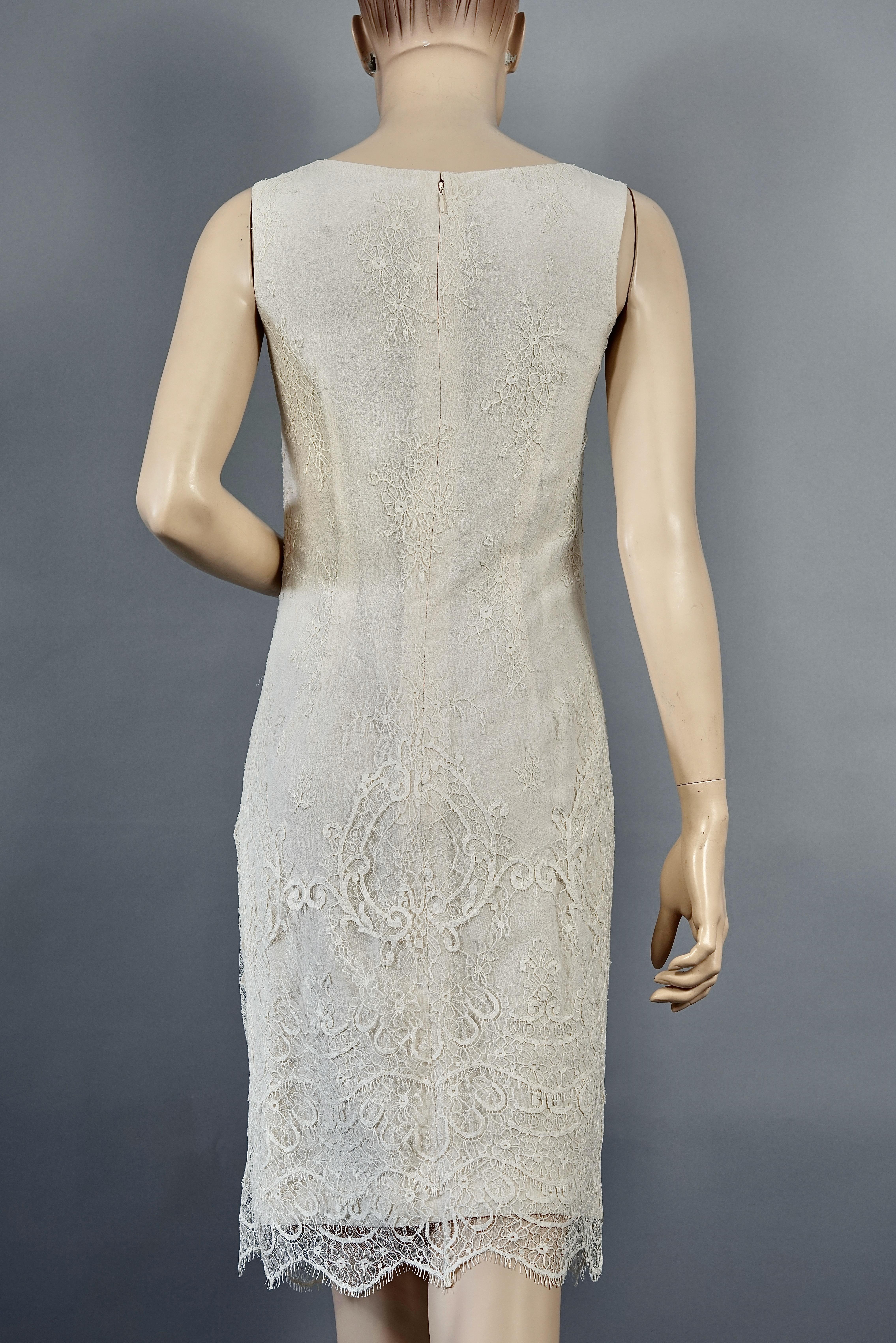 Gray Vintage CHRISTIAN LACROIX Silk Soutache Lace Ecru Dress For Sale