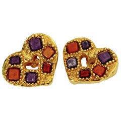 Vintage CHRISTIAN LACROIX Stone Heart Earrings