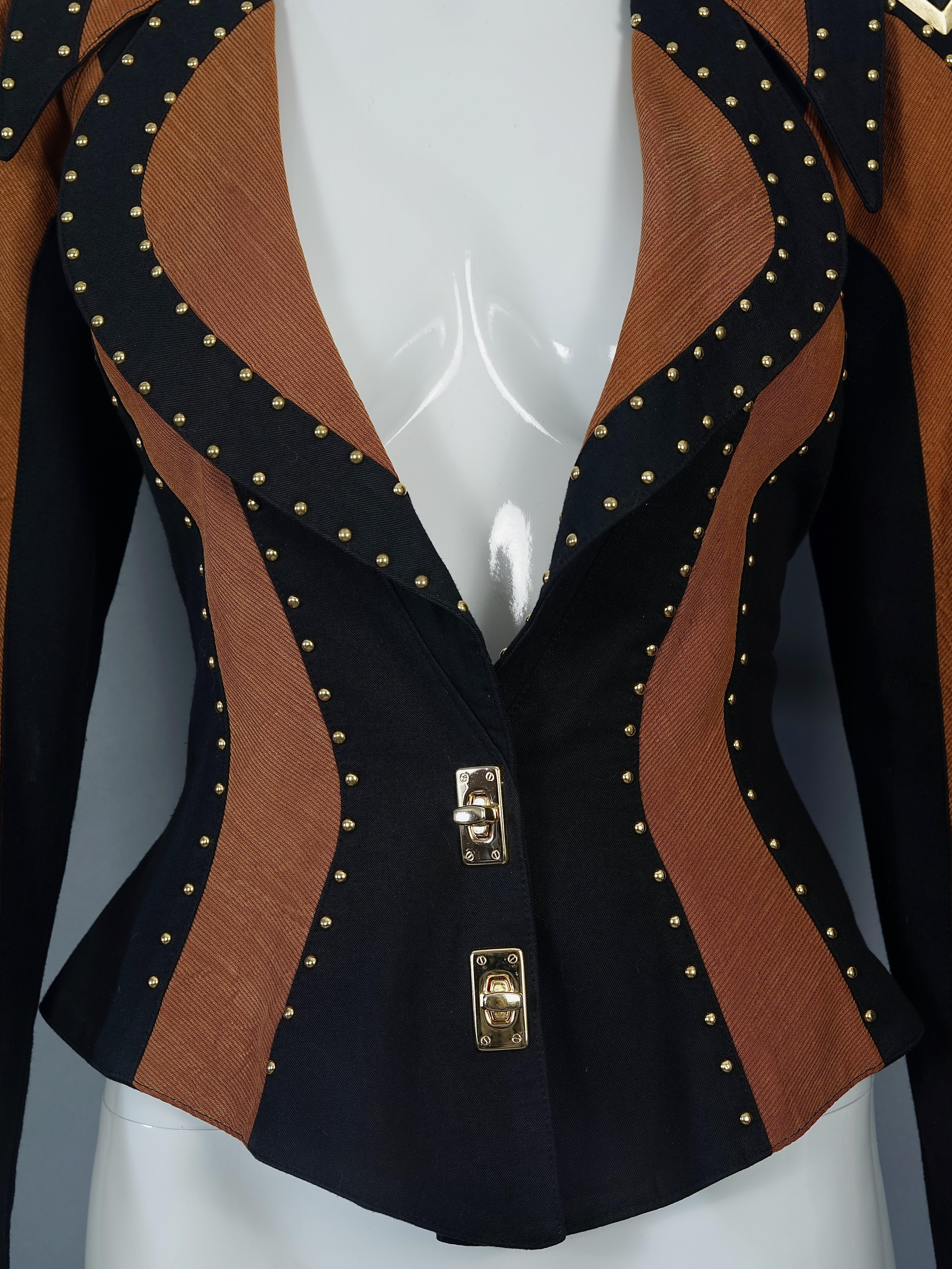 Black Vintage CHRISTIAN LACROIX Studs and Jeweled Buttons Contrast Jacket