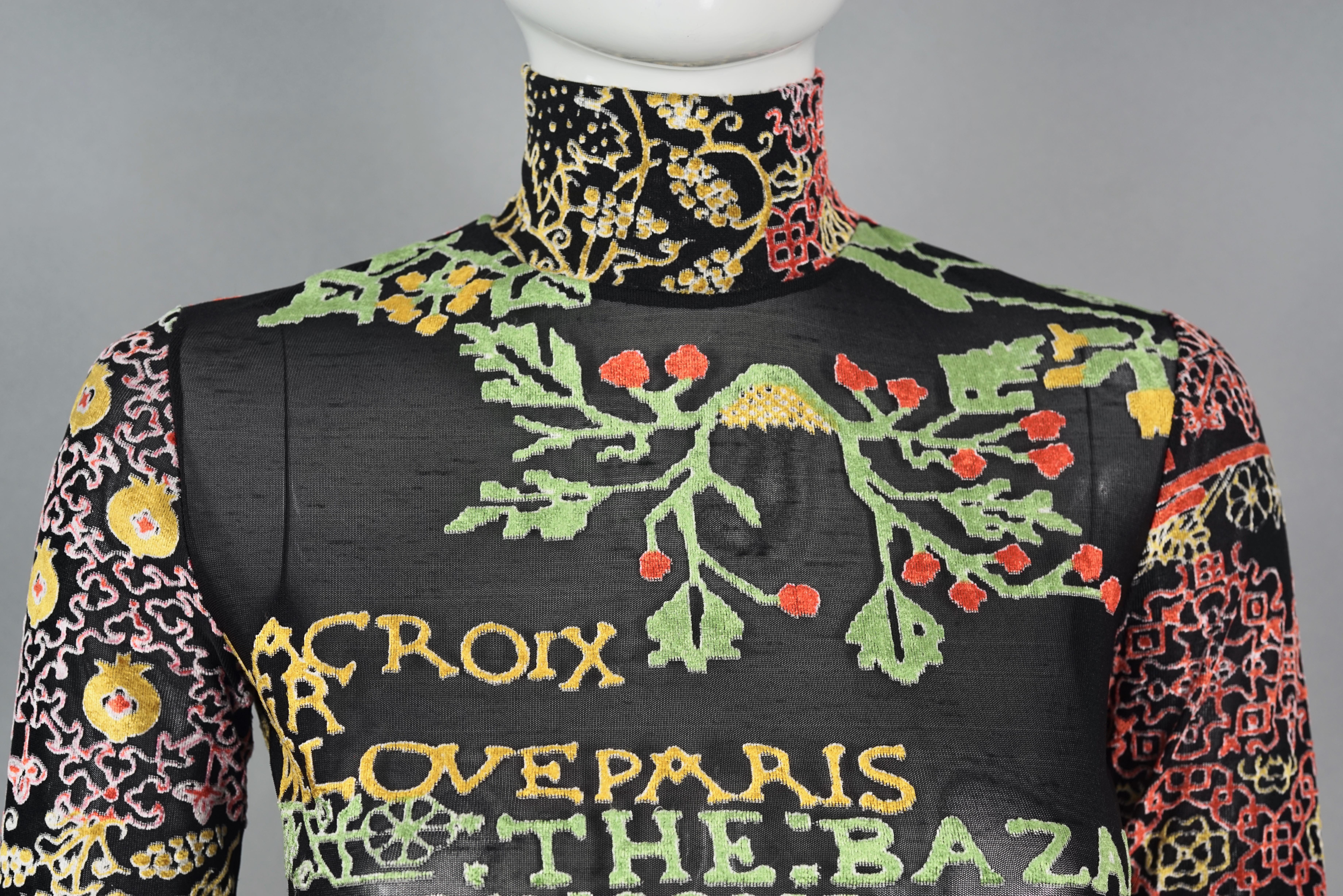 Vintage CHRISTIAN LACROIX Tattoo Effect Long Sleeves Shirt Top Sweater For Sale 1