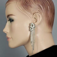 Vintage CHRISTIAN LACROIX Textured Abstract Cascading Rhinestone Drop Earrings