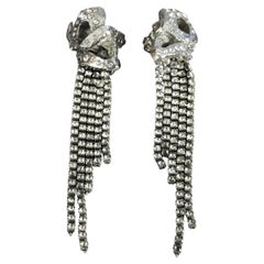 Vintage CHRISTIAN LACROIX Textured Abstract Cascading Rhinestone Drop Earrings