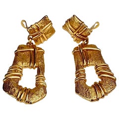 Vintage CHRISTIAN LACROIX Textured Cross Pattern Dangling Earrings