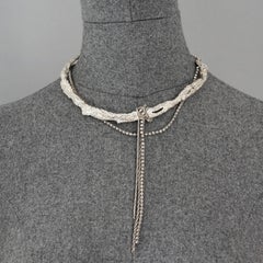 Vintage CHRISTIAN LACROIX Textured Rigid Cascading Rhinestone Chain Necklace